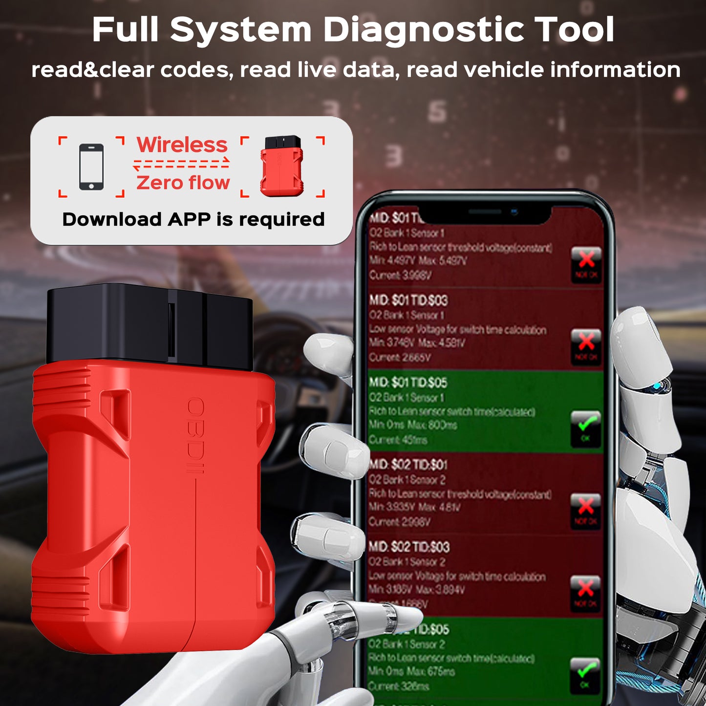 Tidymend OBD2 Scanner Bluetooth, Car Code Reader for iOS & Android, Exclusive APP & No Subscription Fee, OBDII Car Scanner Diagnostic Scan Tool