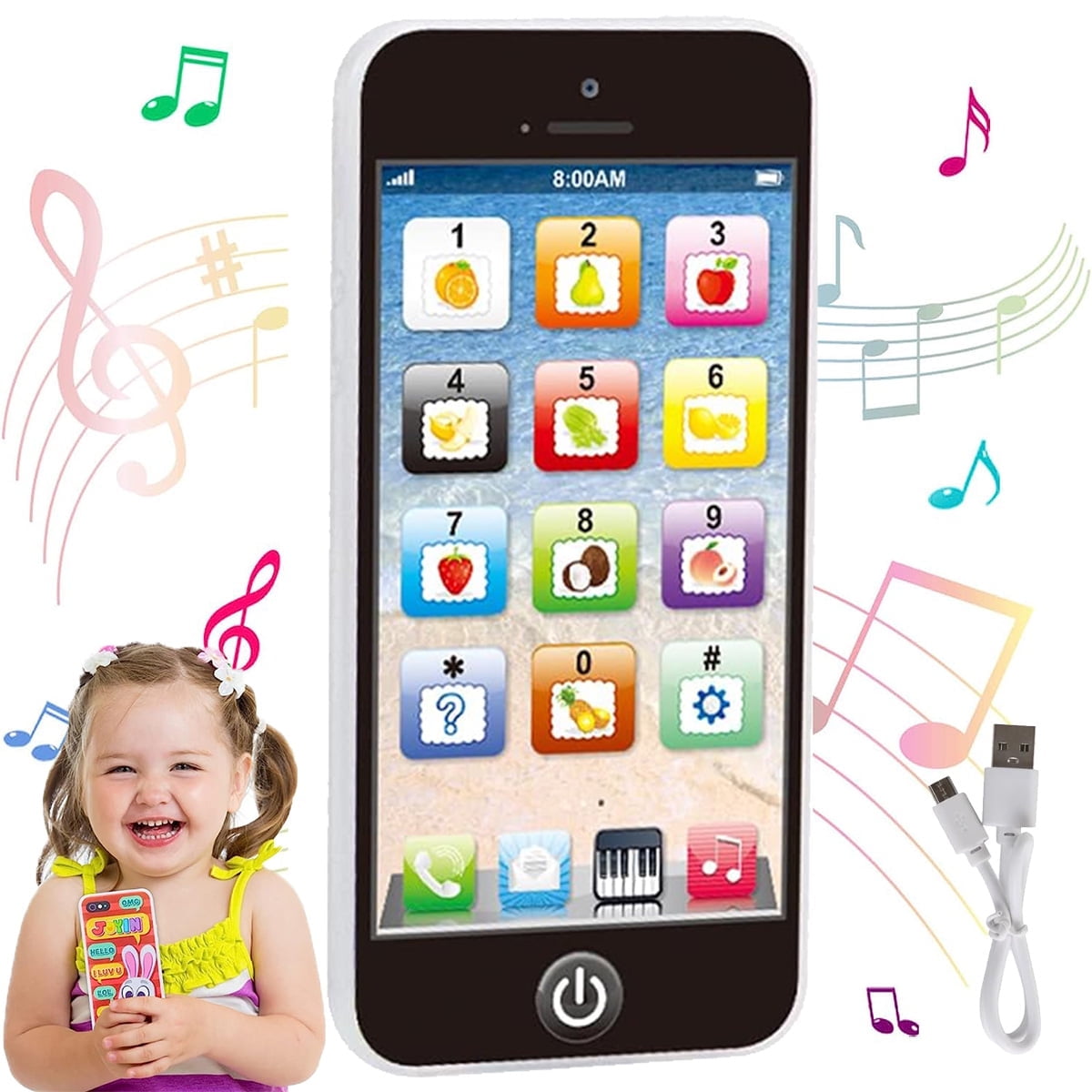 Baby Cell Phone Toy, Baby Phone Toy, Toddler Phone Toy, Kids Smart Phone Toys with Lights & Music, Learning English Education Gift for Baby Boys Girls