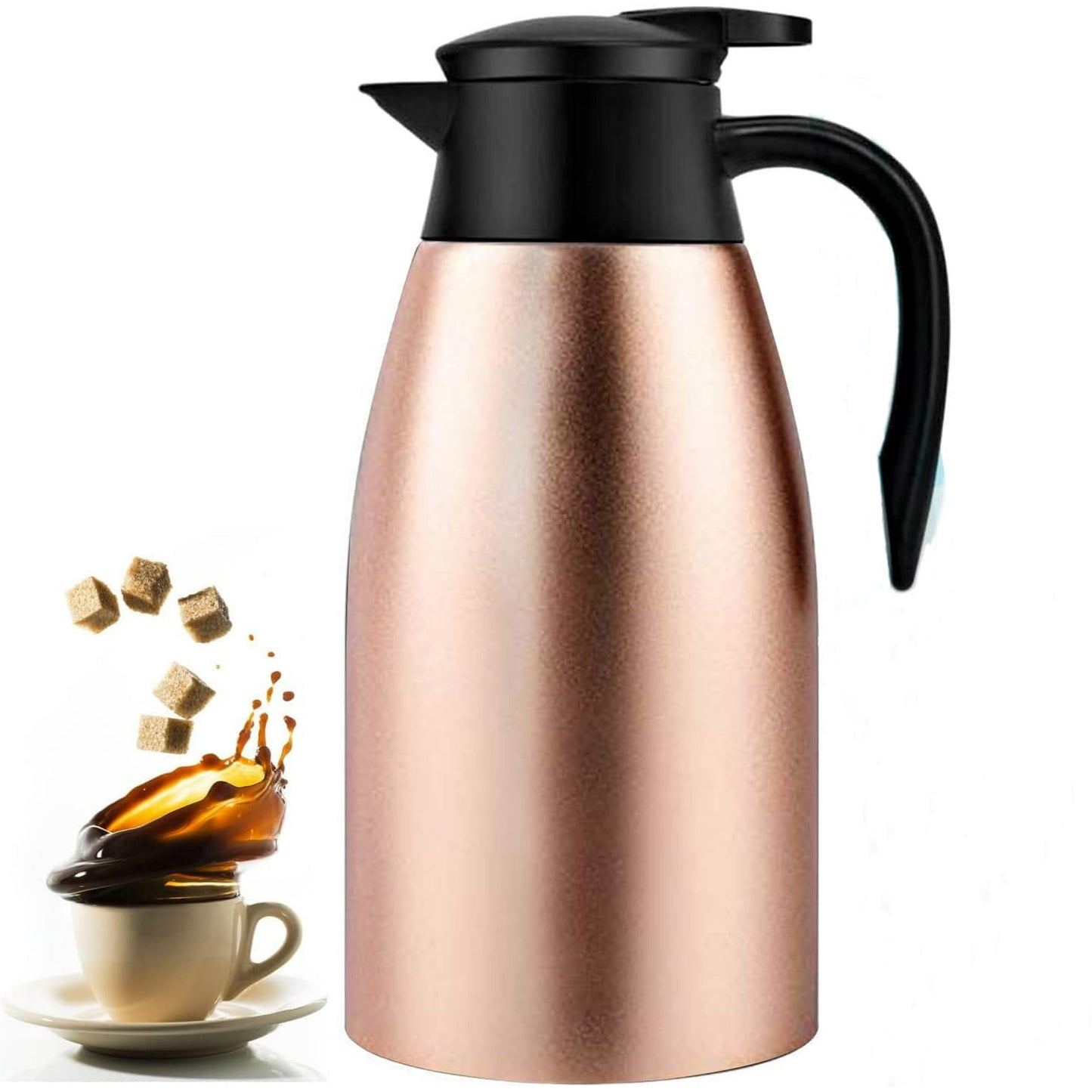 68oz Thermal Coffee Carafe, Stainless Steel Vacuum Insulated Coffee Thermos for Hot and Cold Beverage (Gold)