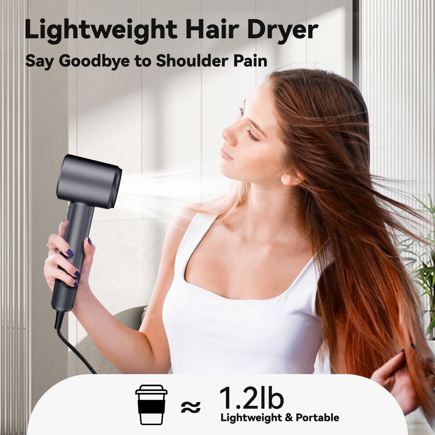 Tidymend Professional High Speed Ionic Hair Dryer with Magnetic Nozzle, Fast Drying, Low Noise