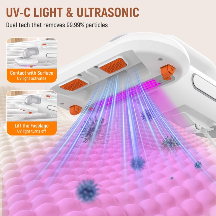 Tidymend Mattress Vacuum Cleaner, Bed Vacuum Cleaner 11Kpa Strong Suction with 253.7nm UV-C Light, Versatile Handheld Vacuums for Bed, Sofa, Couch, Pillow, 400W, Corded