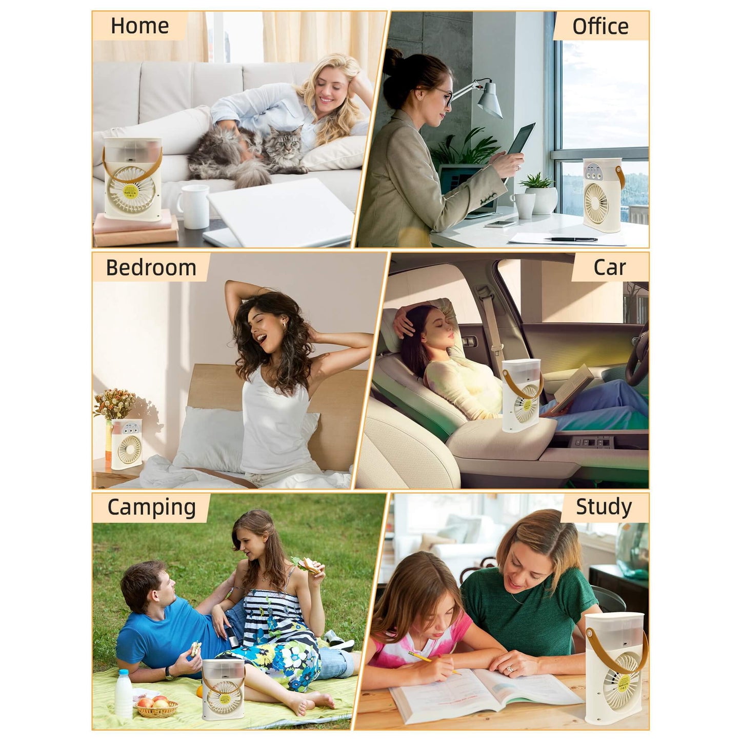 Sentryse Portable Air Conditioner Fan, Rechargeable Mini Evaporative Air Cooler Quiet Desk Fan, Personal Mini AC with 7 Colors LED Light for Home, Office, Beige