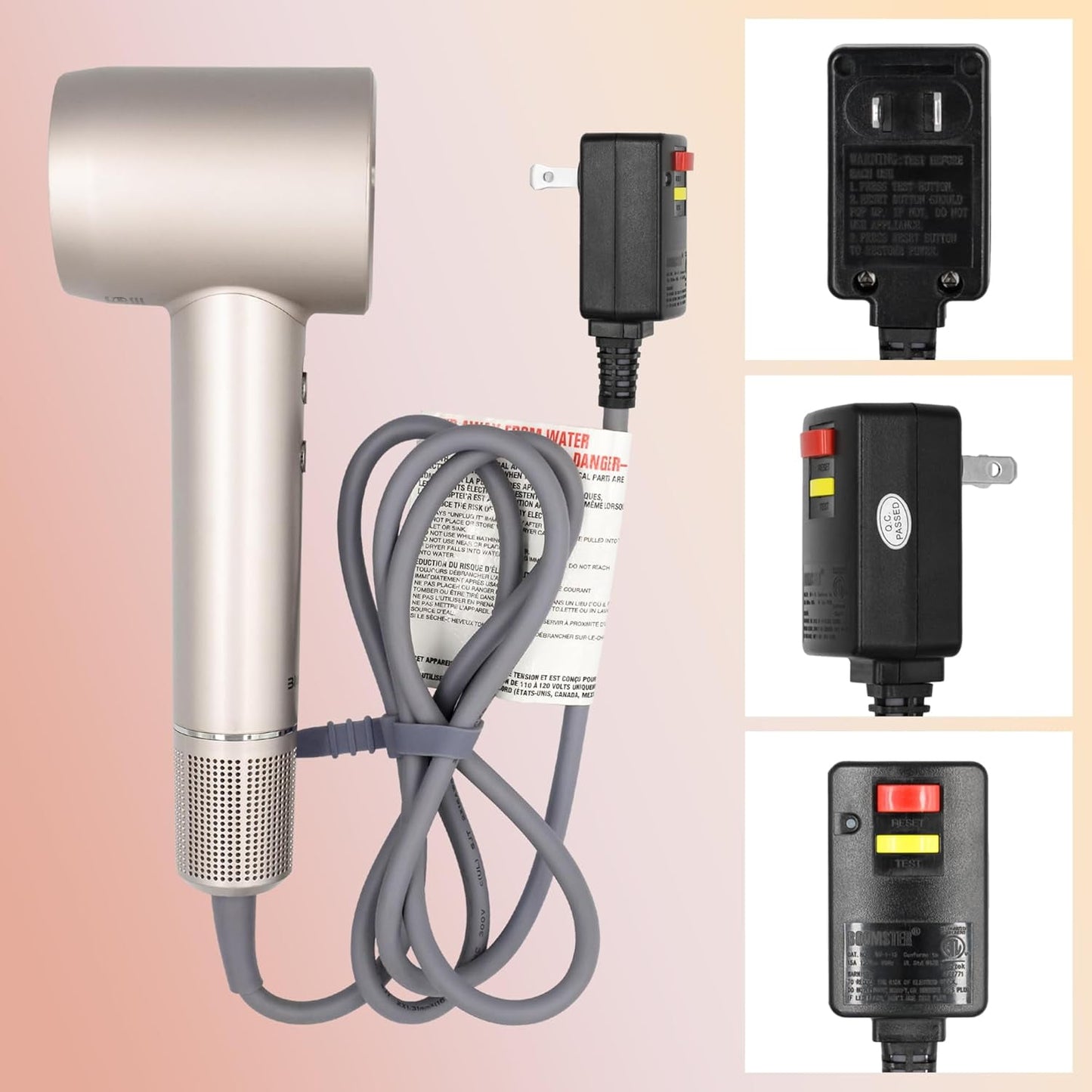Hair Dryer, 110,000RPM High Speed Motor for Fast Drying, Low Noise Thermal Control Hair Dryer with Diffuser and Nozzle, Negative Ionic Blow Dryer for Women and Men (Rose Gold)