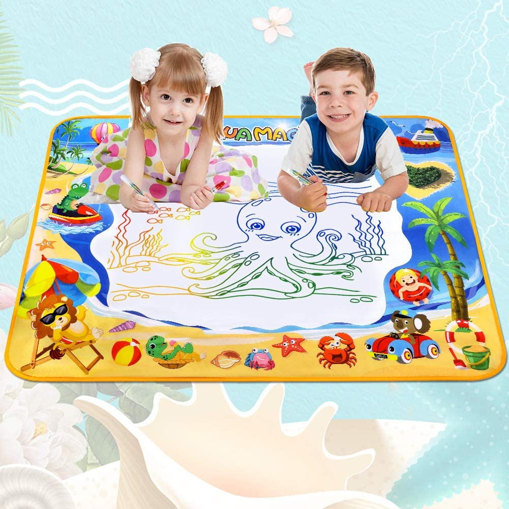 Water Doodle Mat, 40x32 Inches Water Drawing Mats for Toddlers 1-3, Water Drawing Mat, Painting Mat Kids Educational Learning Toys 2 3 4 5 6 Year Old Girl Birthday Gifts