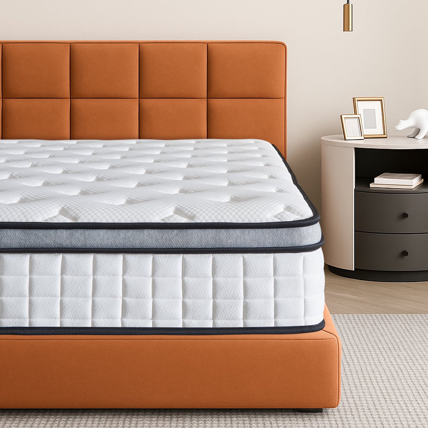 Hillnova 10" Queen Mattress, Euro Top Foam & Pocket Spring Hybrid Mattress in a Box, Plush Comfort, Pressure Relief and Motion Isolation