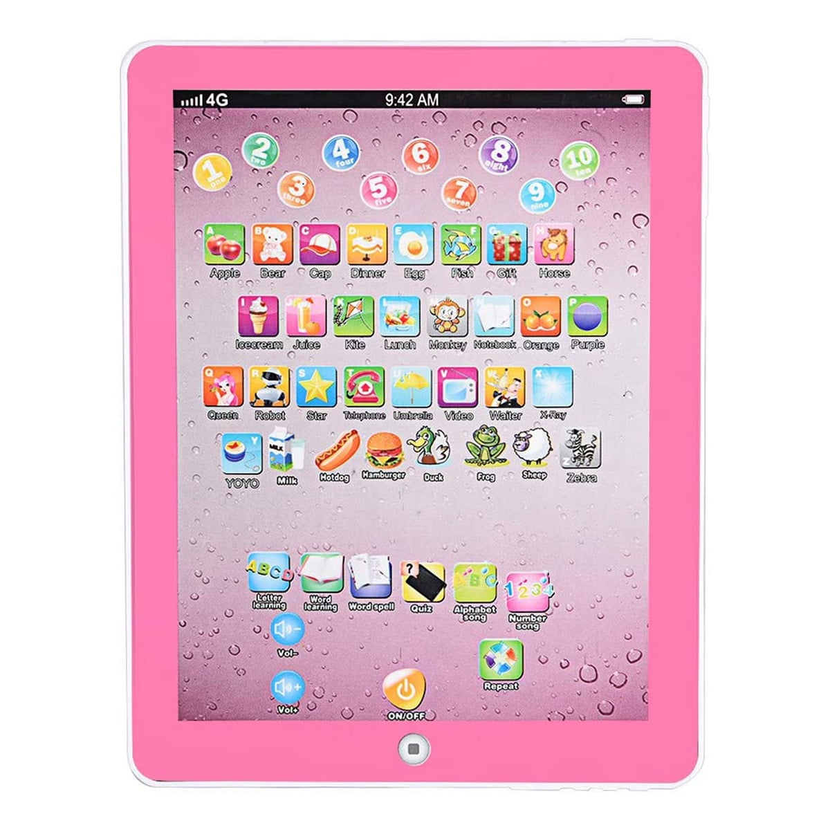 Fixdono Kids Learning Pad, Kids Tablet Interactive Toddler Toys for Boys & Girls 3-8 Years Old, Pink