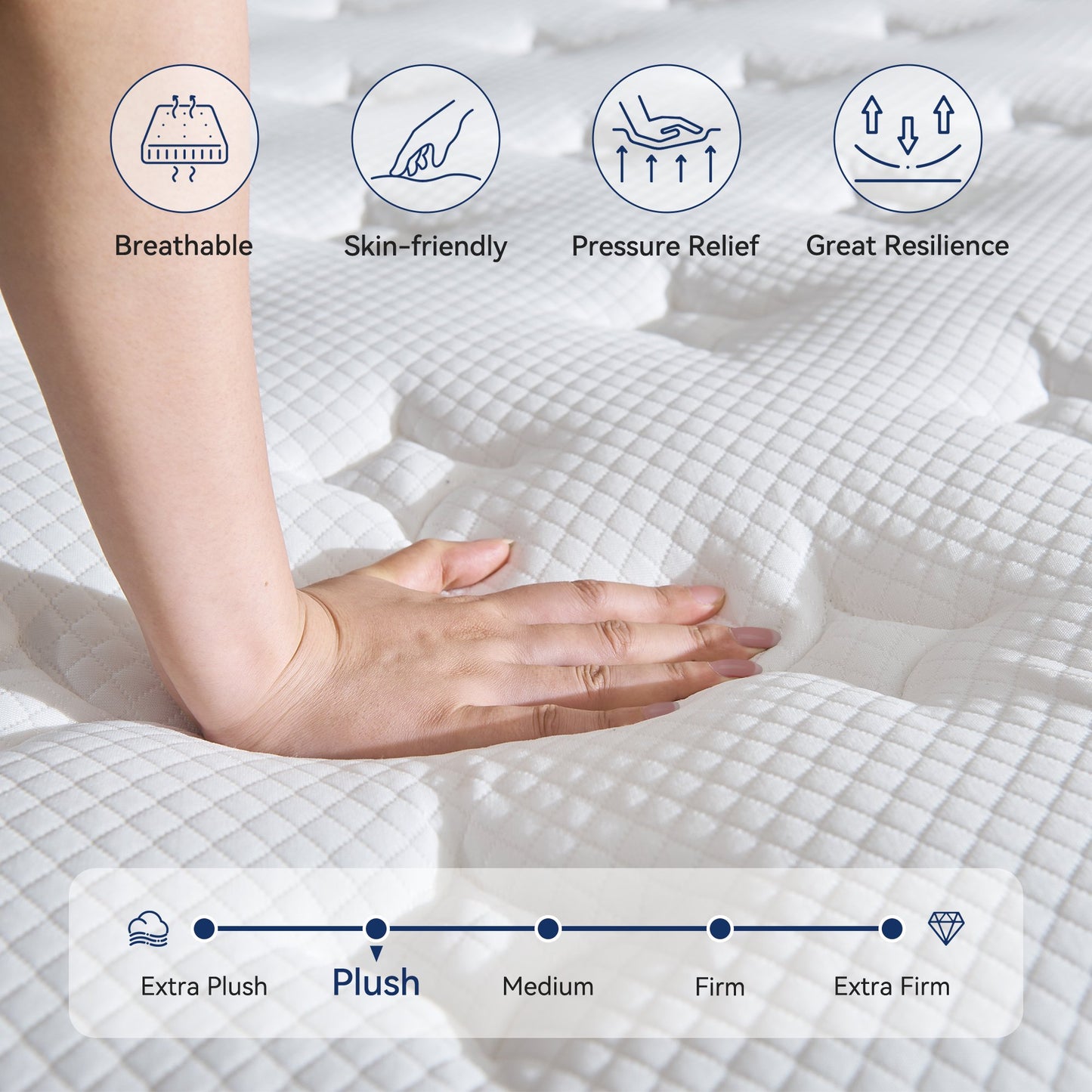 Hillnova 10" Queen Mattress, Euro Top Foam & Pocket Spring Hybrid Mattress in a Box, Plush Comfort, Pressure Relief and Motion Isolation