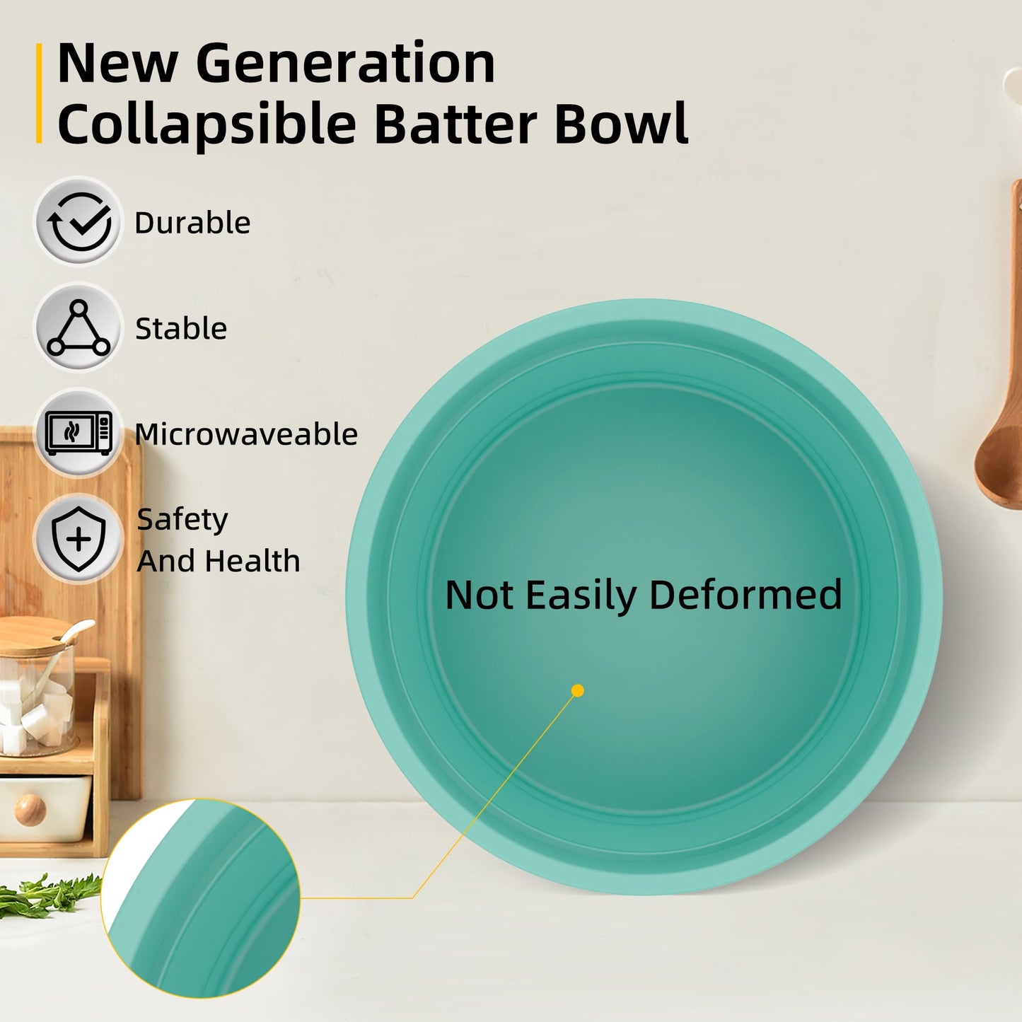 1 Pcs Collapsible Batter Bowl, Mess Free Breading Shaker, Silicone Mixing Bowls with Lids, Green