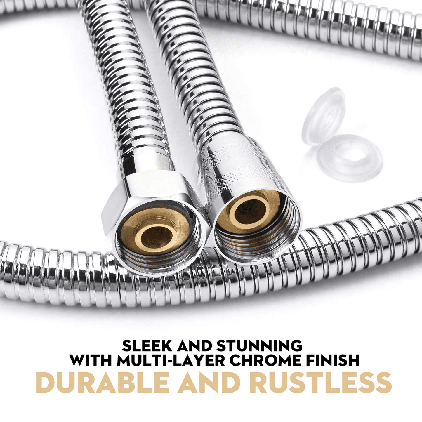 Fixdono Shower Hose Extra Long 118", Chrome Handheld Shower Head Hose with Brass Insert and Nut