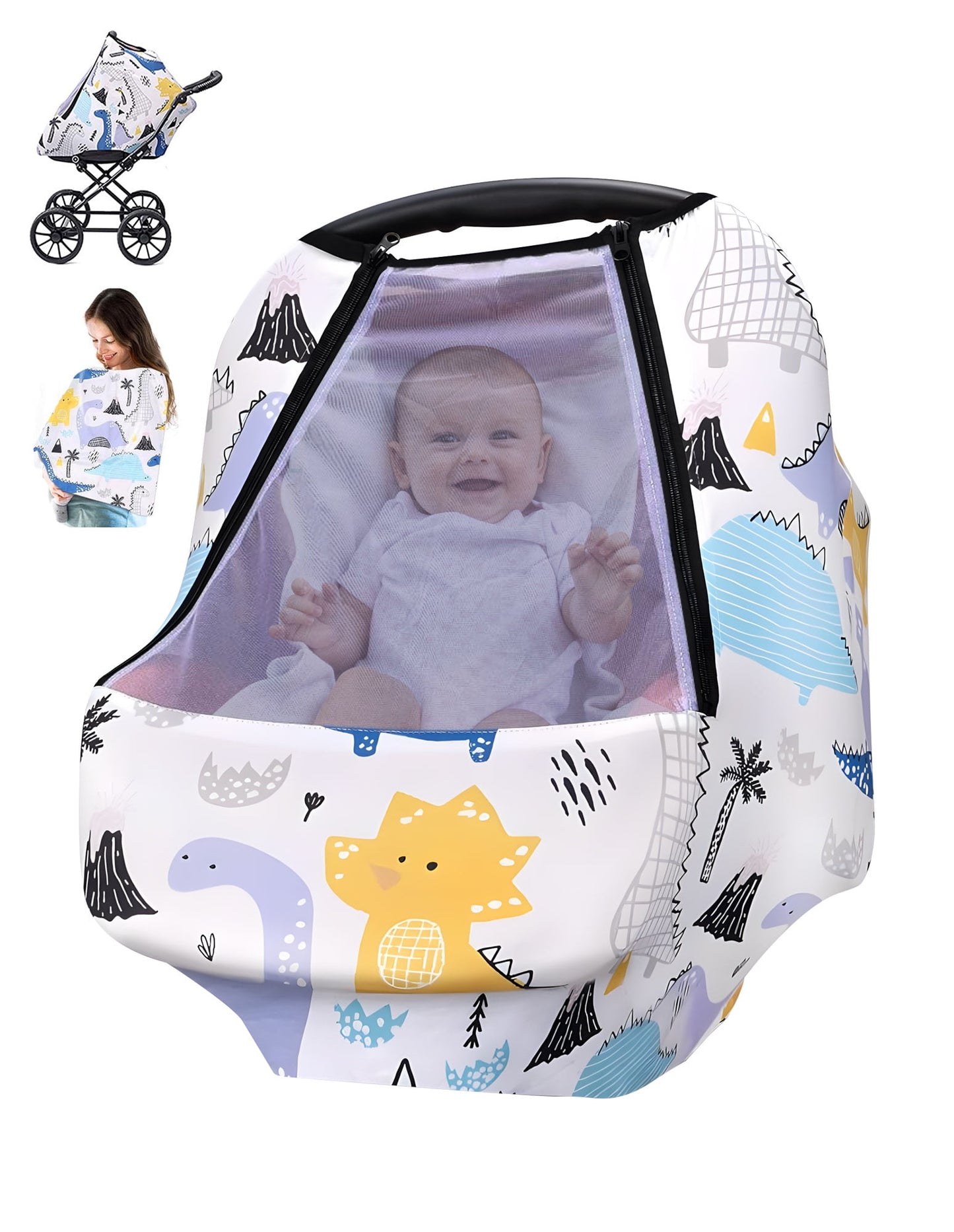 Baby Car Seat Covers, Cozy Babies Carseat Cover with Breathable Peep Window, Winter Car Seat Canopy Protection for Infants, Newborns, Girls, Boys