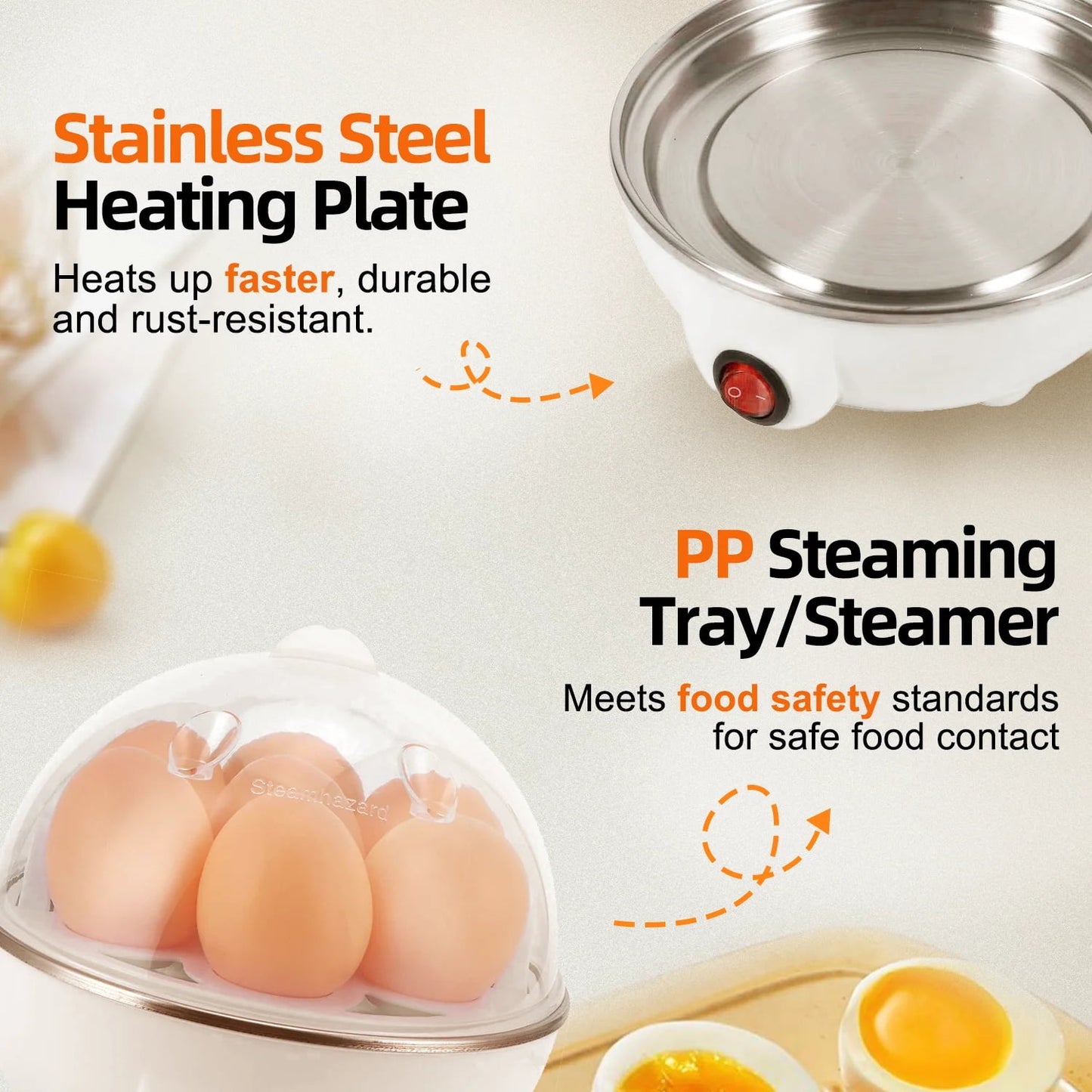 Fixdono Rapid Egg Cooker, 14 Egg Capacity Electric Egg Cooker for Hard Boiled Eggs, White
