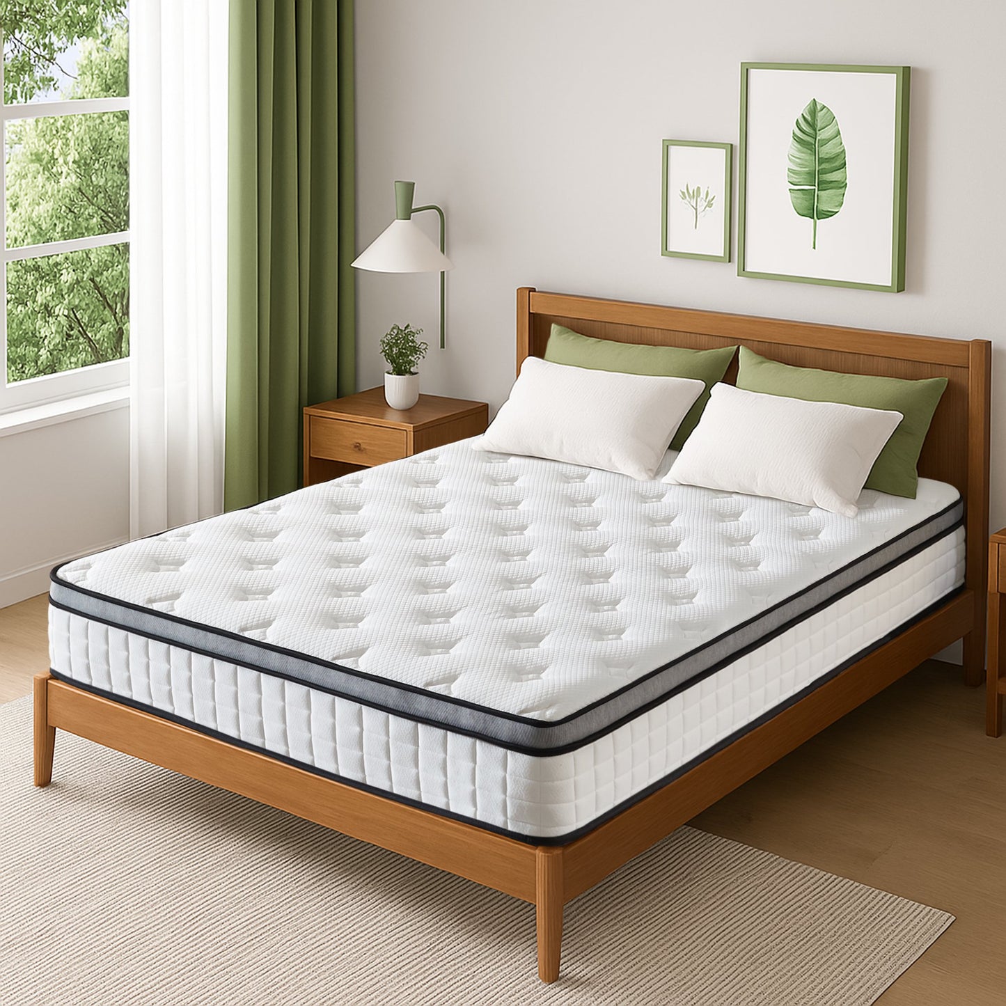 Hillnova 10" Queen Mattress, Euro Top Foam & Pocket Spring Hybrid Mattress in a Box, Plush Comfort, Pressure Relief and Motion Isolation