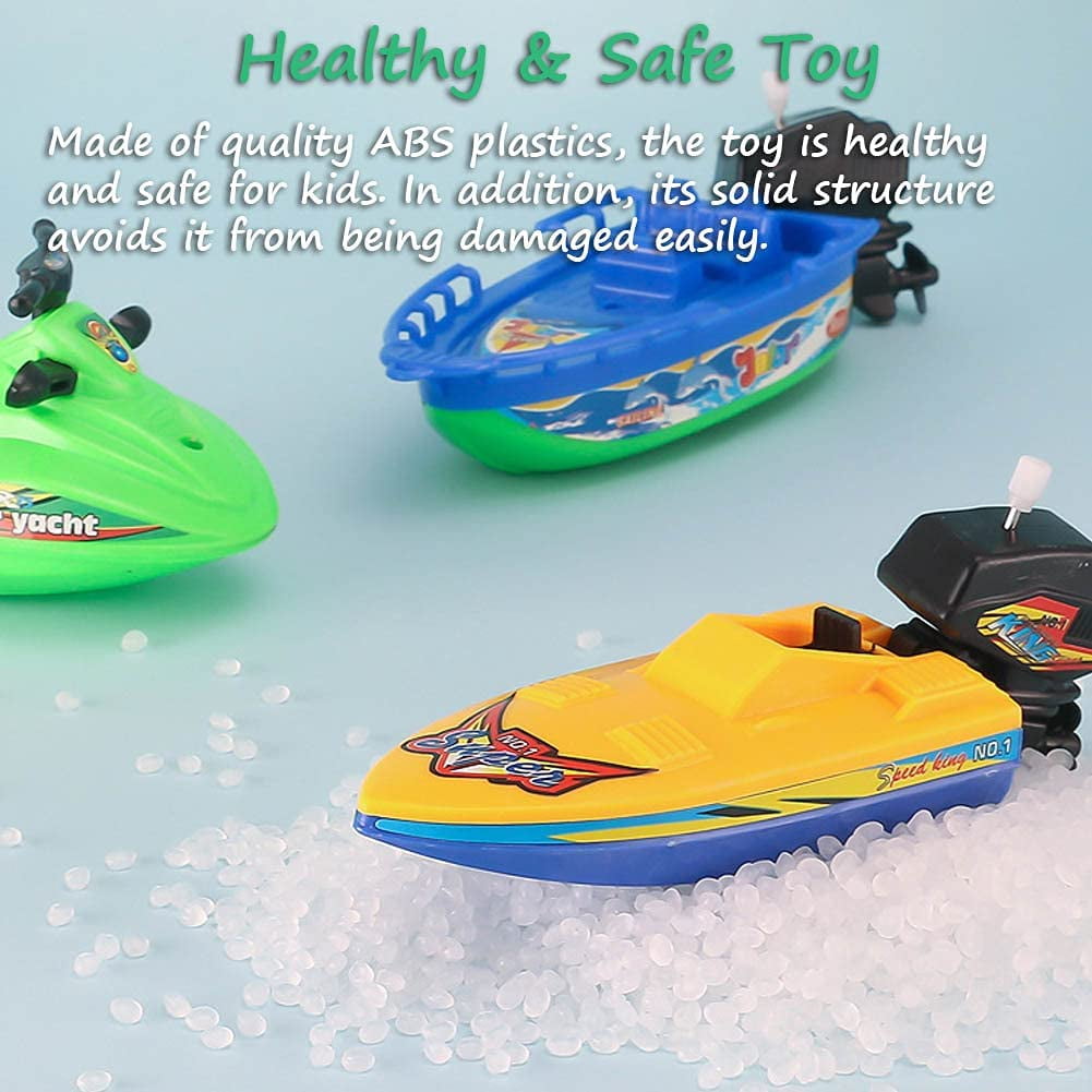 Wind-up Boat Bathtub Toy Set, 4 Pack Bathtub Boat Toy Speed Boat Toy Pull and Go Yacht Water Toy Motorboat Bath Toy Tub Toy for Kids (Random Color)