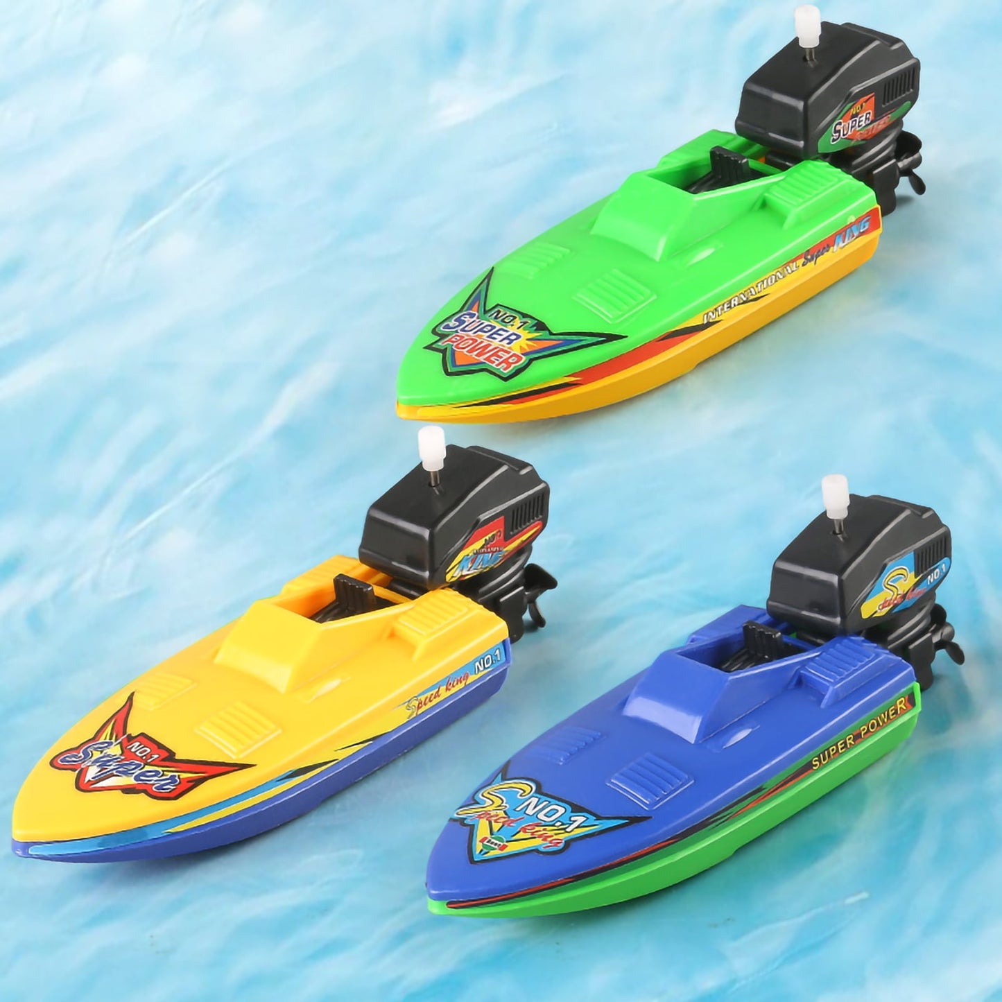 Fixdono Wind-up Boat Bath Toy, 4 Pack Clockwork Boat Bathtub Toy, Children Bathtub Shower Toy for Kids(Random Color)