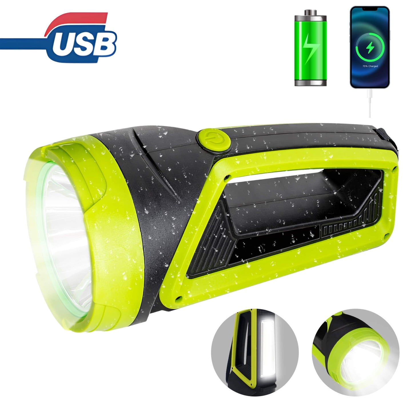 Shine Bright Anywhere: Rechargeable LED Spotlight with 100,000 Lumens!