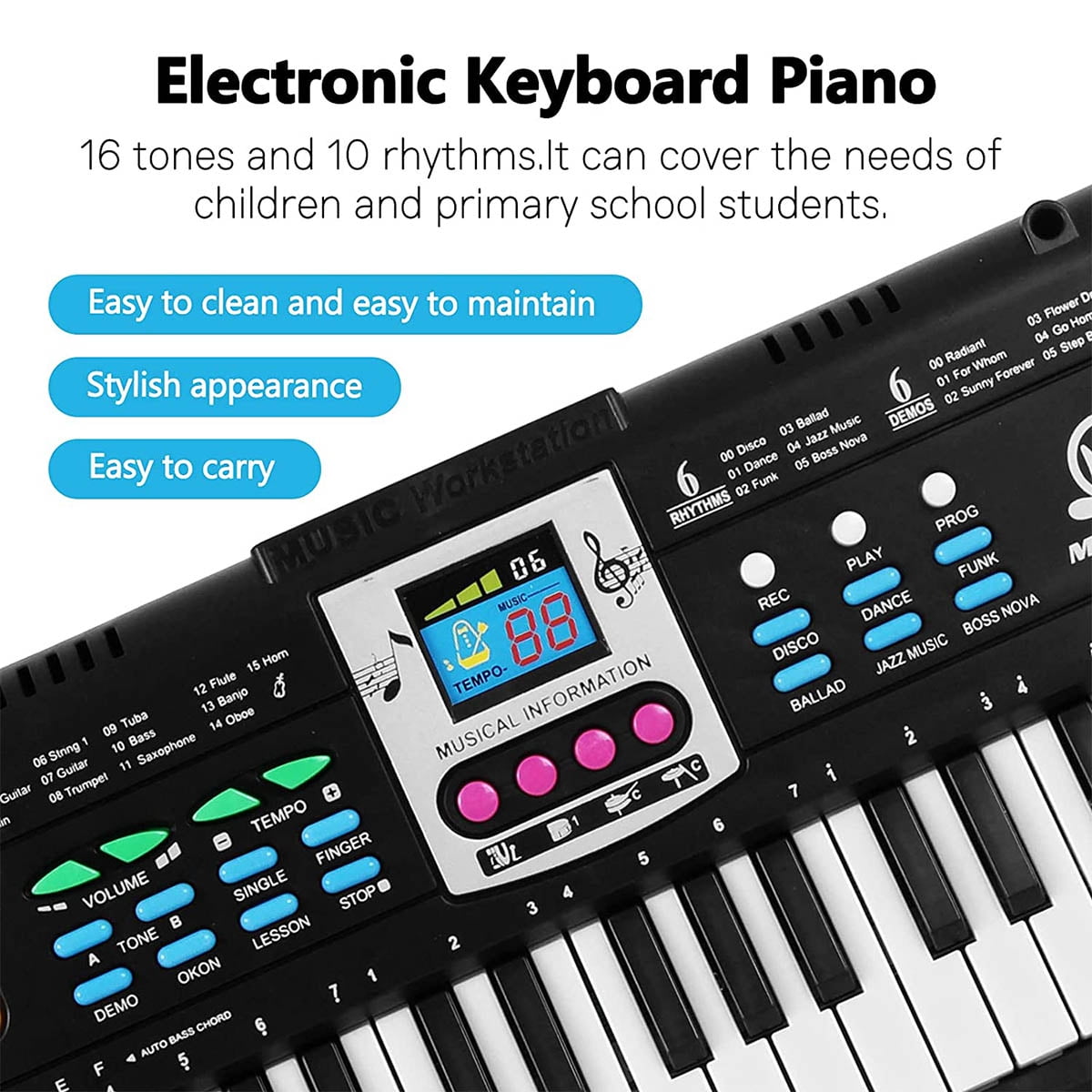 Fixdono Kids Keyboard Piano with Microphone, 61 Keys Multifunction Electric Piano Keyboard for Kids, Educational Toy Piano for 3 4 5 6 7 Year Old Boys Girls Gifts, Suitable for Children Ages 3 and Up