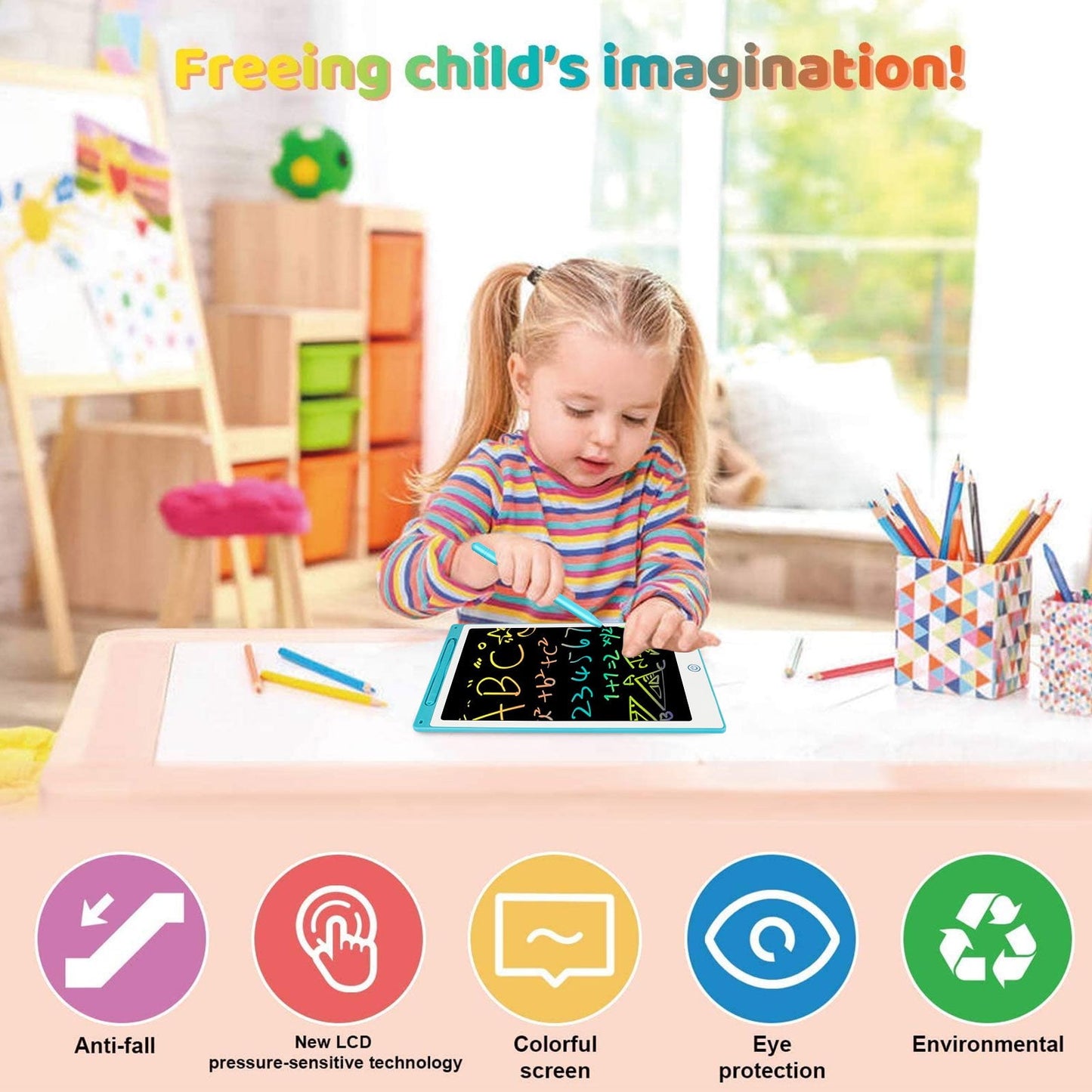 2 Pack LCD Writing Tablet, 12 Inch Colorful Doodle Board Drawing Tablet, Drawing Pad Learning Gift Creative Toy for 2-10 Year Old Girls Boys Toddlers