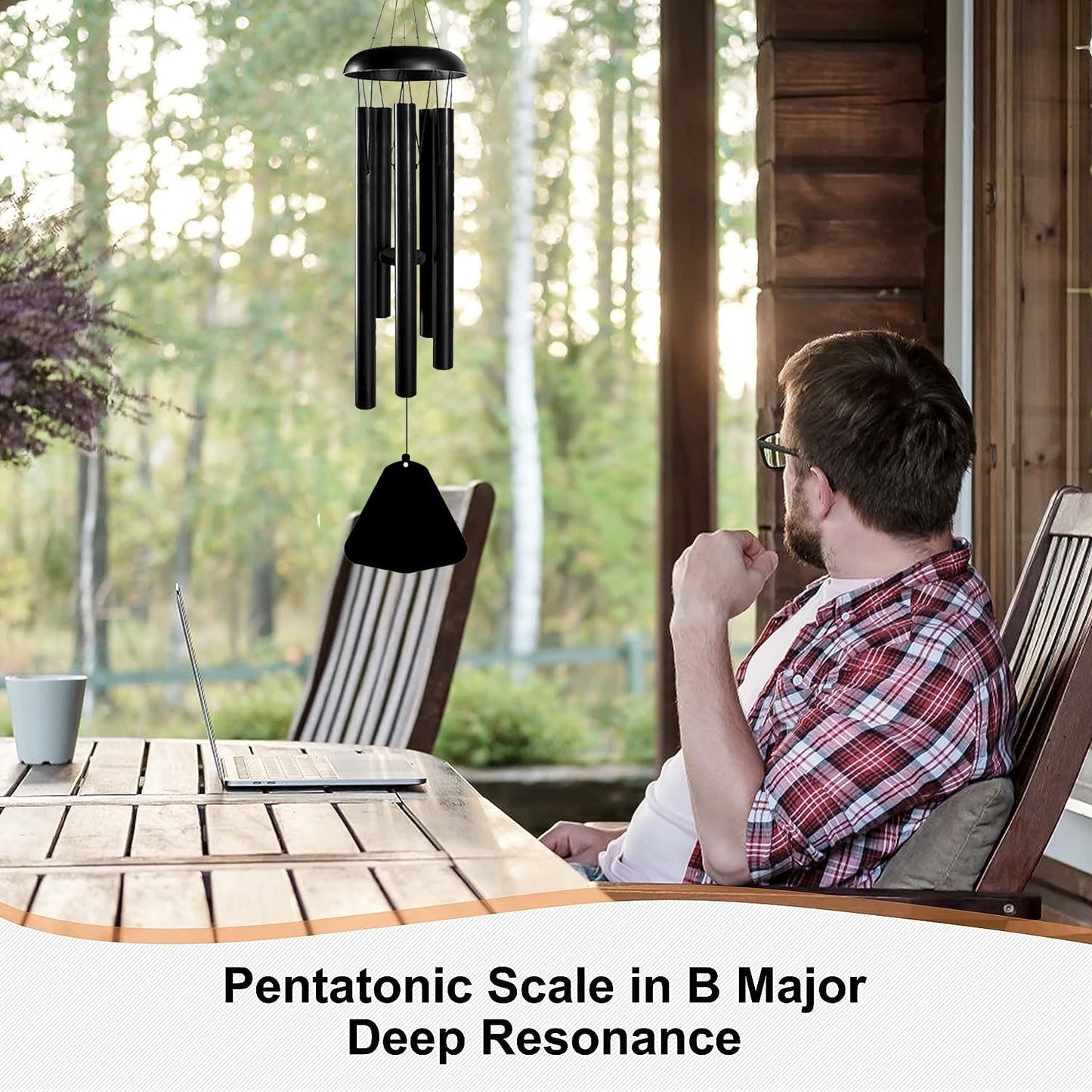 Fixdono 36” Wind Chimes for Outside, Memorial Wind Chimes with 5 Aluminum Tubes, Sympathy Gifts for Loss of Loved One, Garden, Patio, Home or Outdoor Hanging Decor