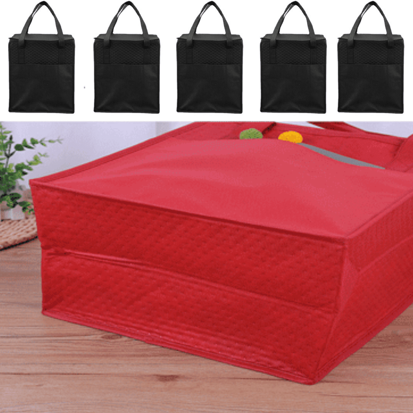 Sentryse 10-Pack Insulated Reusable Grocery Bag with Zippered Top, Large Insulated Bags, Thermal Food Storage Cooler Bag for Picnic, Travel, Groceries, Shopping