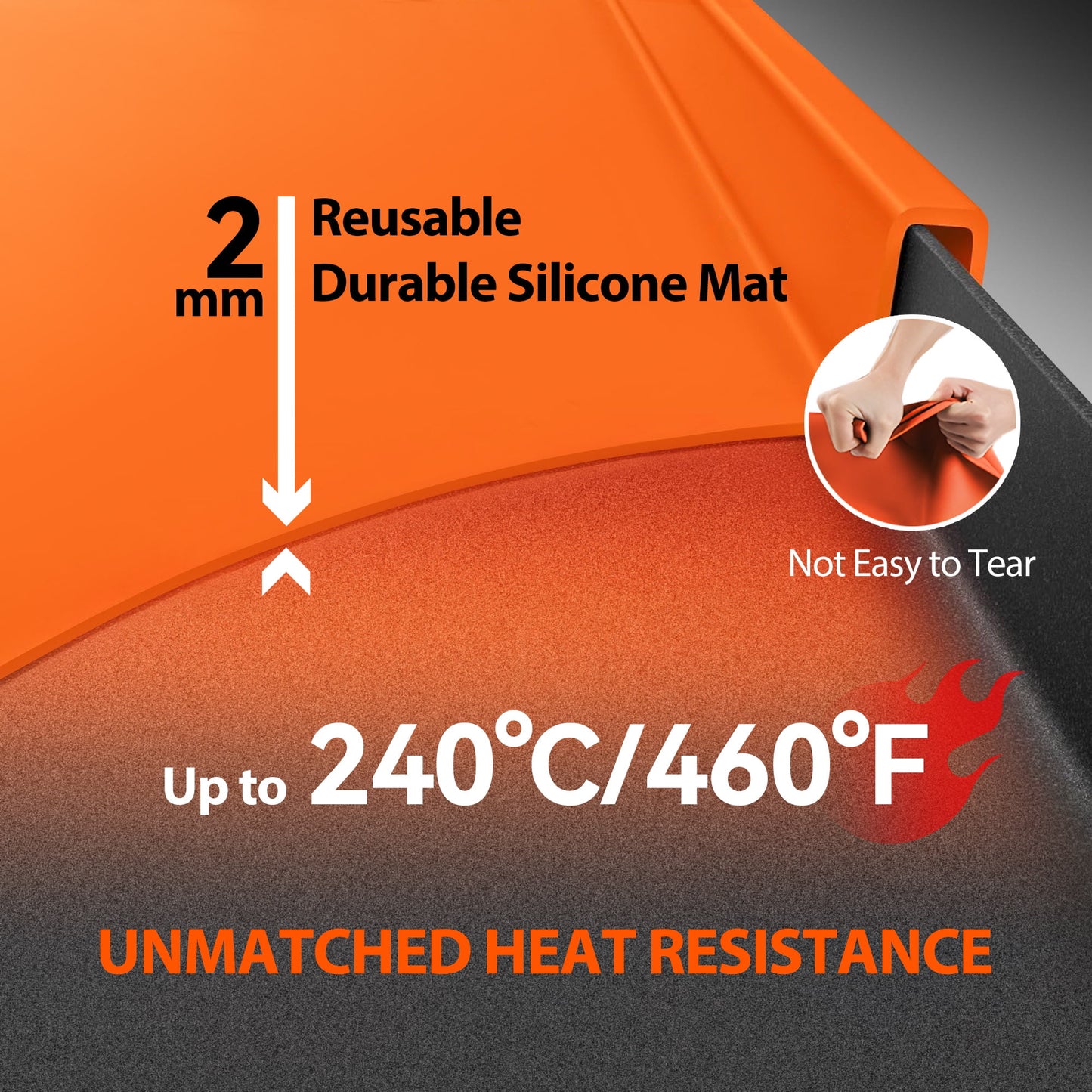 Fixdono 36" Silicone Griddle Mat for Blackstone, Full-Edge Protective, Food-Grade Silicone Griddle Cover, Orange