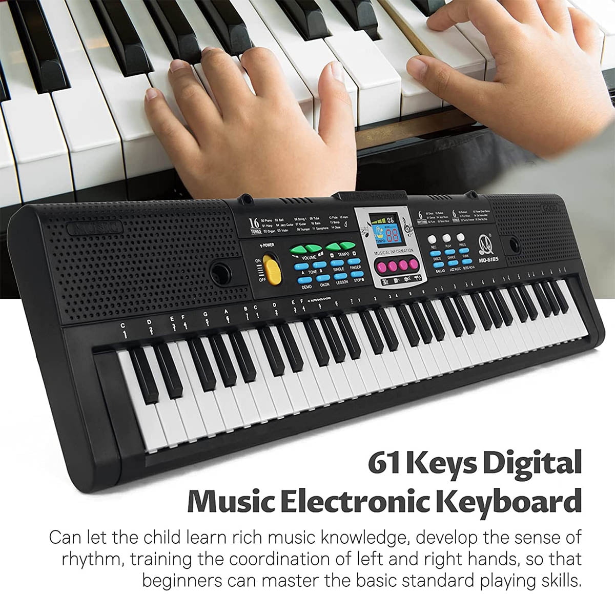 Fixdono Kids Keyboard Piano with Microphone, 61 Keys Multifunction Electric Piano Keyboard for Kids, Educational Toy Piano for 3 4 5 6 7 Year Old Boys Girls Gifts, Suitable for Children Ages 3 and Up