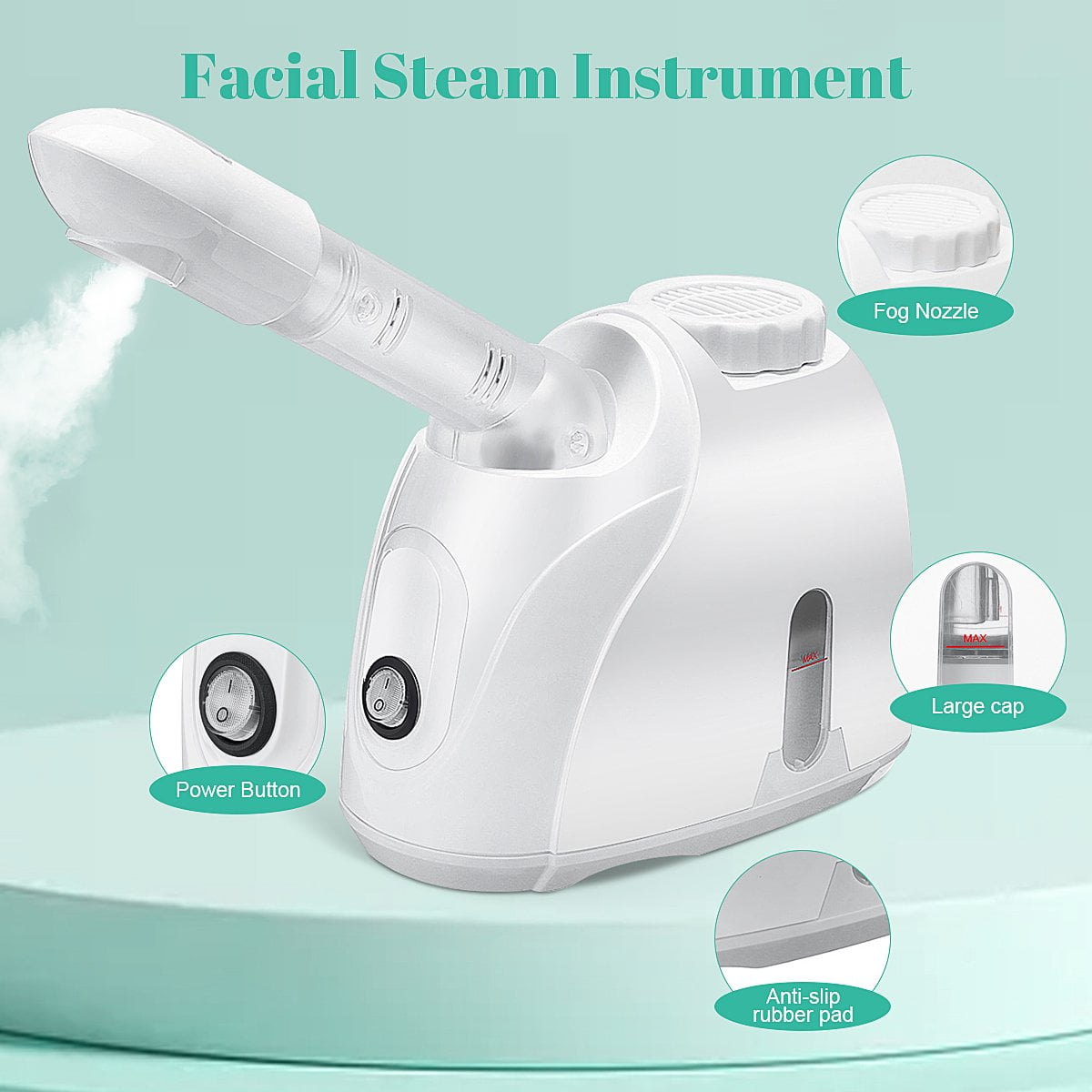 Fixdono Portable Facial Steamer, Nano Ionic Face Steamer with 180°Rotatable Sprayer, Warm/Cold Mist Portable Facial Steamer for Salon and SPA