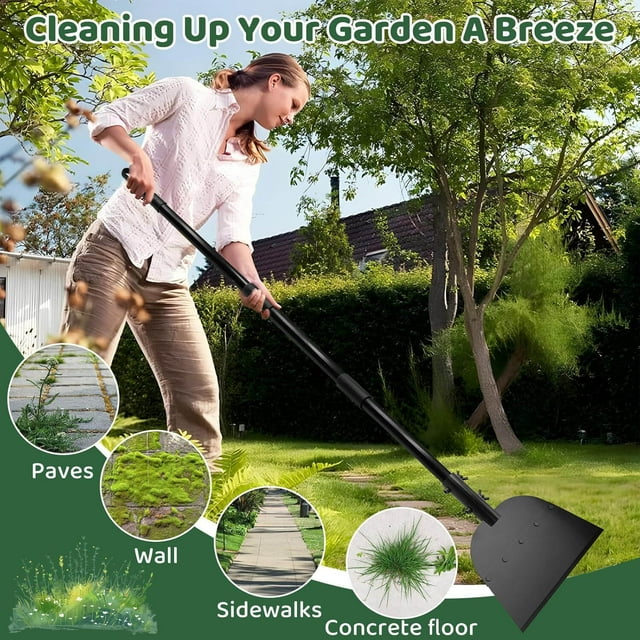 Tidymend Garden Flat Shovel, 54" Garden Cleaning Shovel, Heavy Duty Manual Weeder Metal Floor Scraper Garden Tool for Lawn Edging, Digging, Weeding, Scraping, Ice Remove
