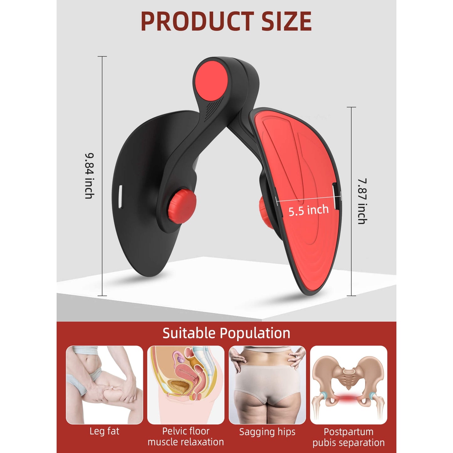 Tidymend Thigh Master Hip Trainer Kegel Exerciser, 48.5 lbs Pelvic Floor Muscle Trainer, Inner Thigh Exercise Equipment for Men Women Home Gym, Black