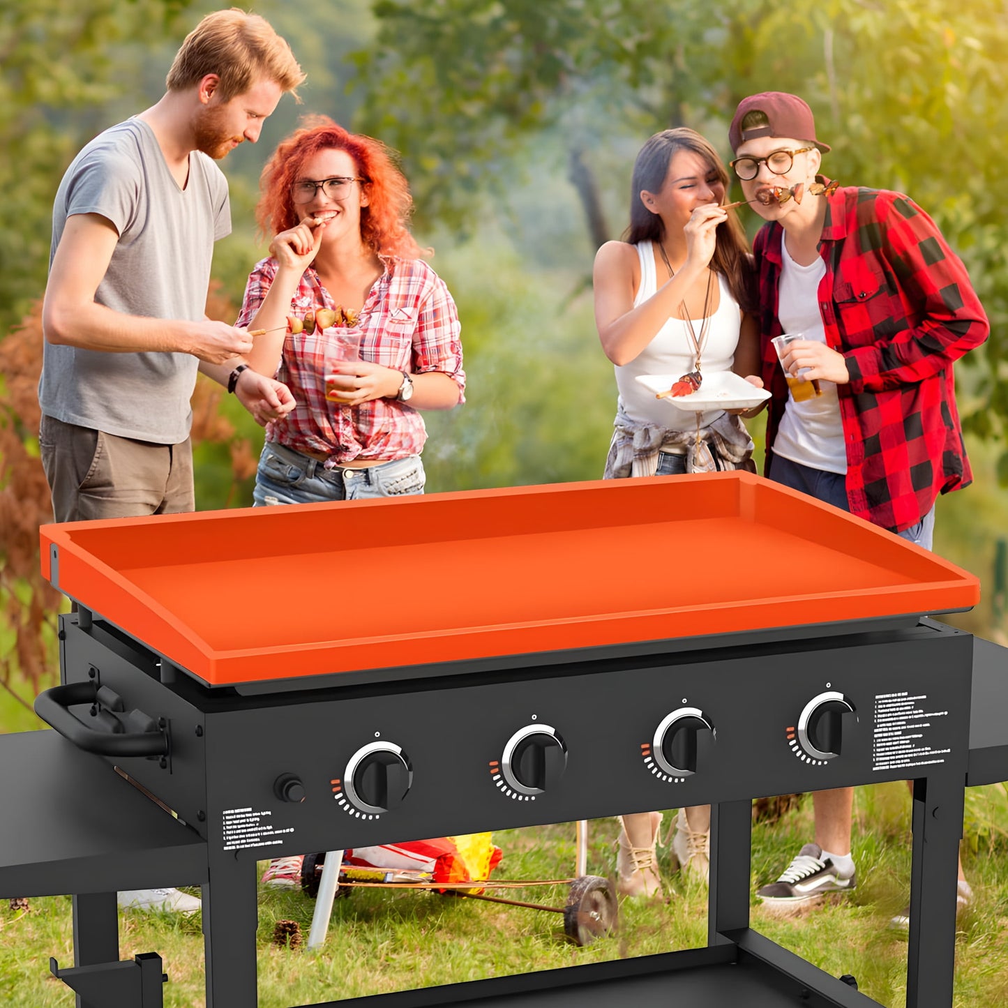 Fixdono 36" Silicone Griddle Mat for Blackstone, Full-Edge Protective, Food-Grade Silicone Griddle Cover, Orange