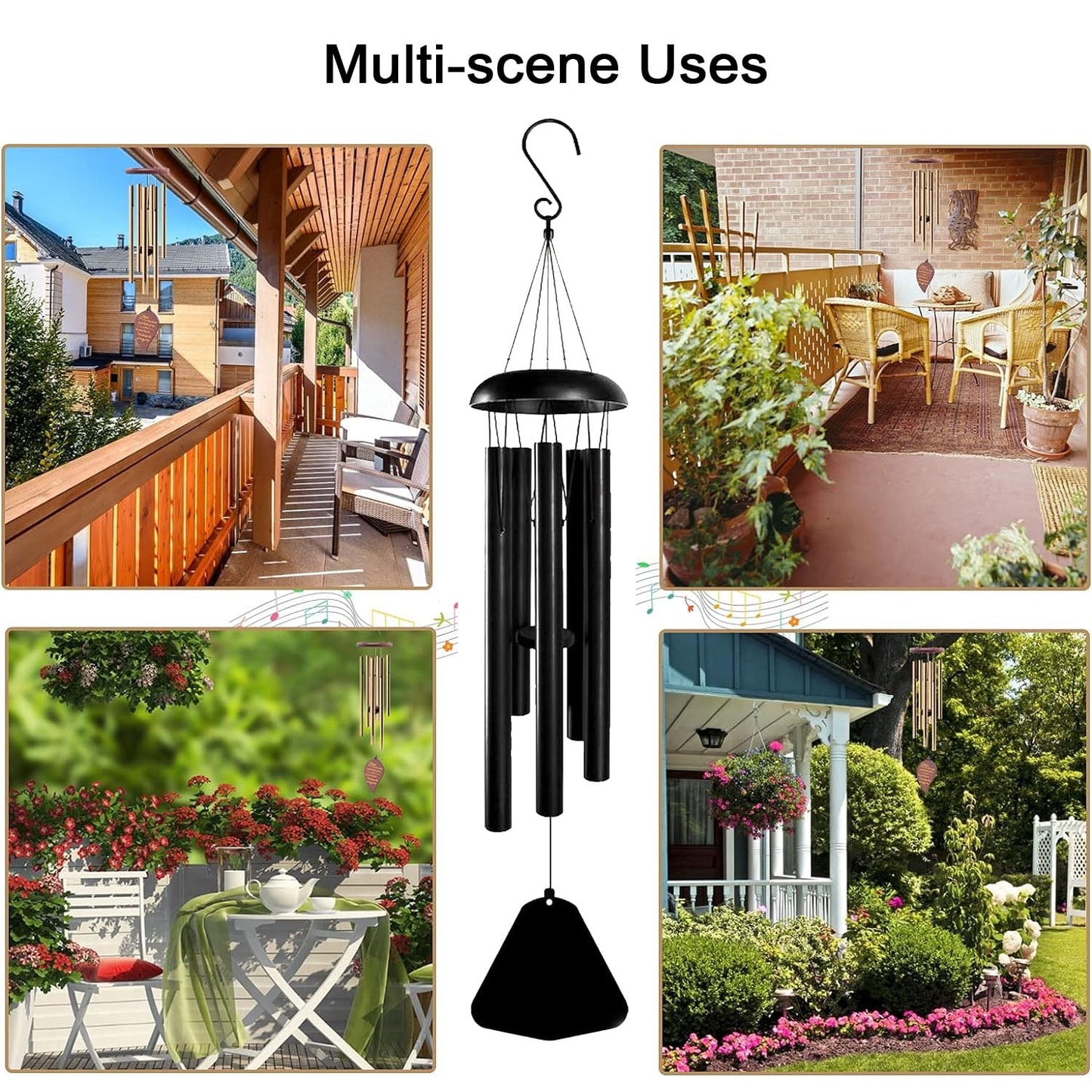 Fixdono 36” Wind Chimes for Outside, Memorial Wind Chimes with 5 Aluminum Tubes, Sympathy Gifts for Loss of Loved One, Garden, Patio, Home or Outdoor Hanging Decor