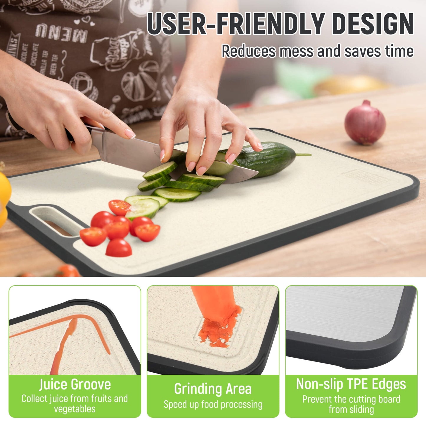 Sentryse Titanium Cutting Boards for Kitchen, Stainless Steel Cutting Board Double Sided Food Grade, Non Toxic Chopping Board Large 16'' x 11'', Dishwasher Safe, 1 Pack