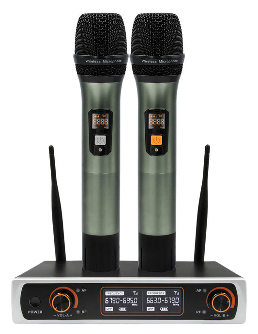 Fixdono Wireless Microphone System, Dual Handheld Cordless Dynamic Microphones for Singing Karaoke, Speaker, Conferences, Wedding, Church, 328 ft