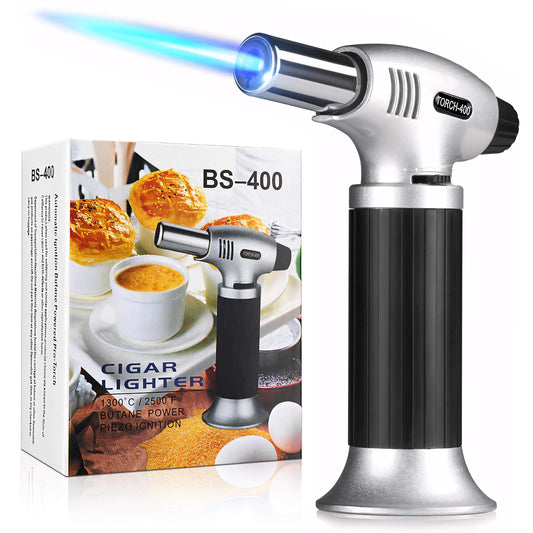 Fixdono Culinary Butane Torch, Professional Cooking Torch Lighter Butane Refillable for Baking BBQ
