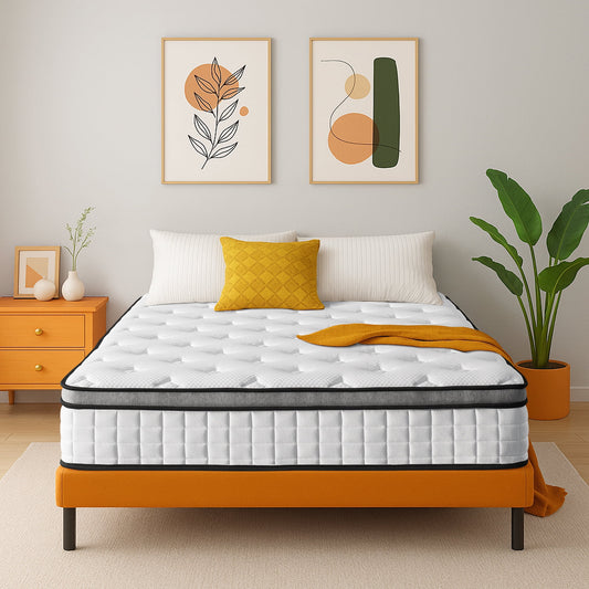 Hillnova 10" Queen Mattress, Euro Top Foam & Pocket Spring Hybrid Mattress in a Box, Plush Comfort, Pressure Relief and Motion Isolation