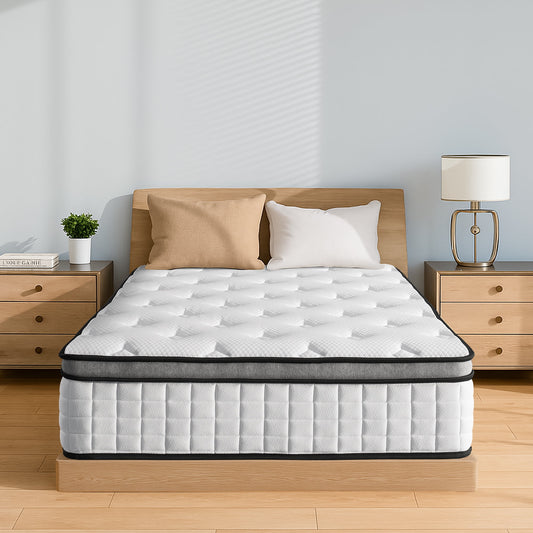 Hillnova 12" Twin Mattress, Euro Top Foam & Pocket Spring Hybrid Mattress in a Box, Plush Comfort, Pressure Relief and Motion Isolation