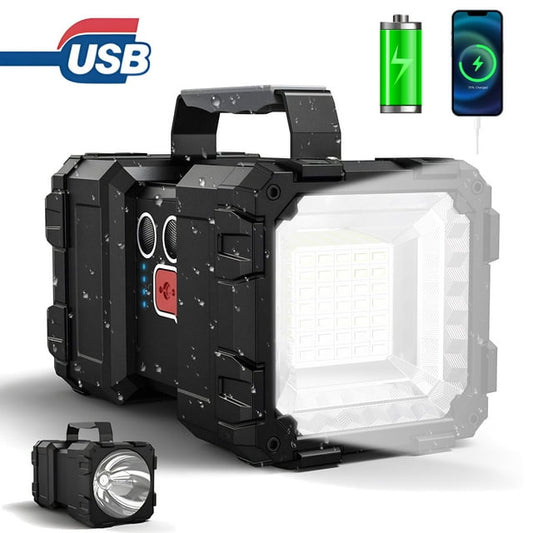 Light Up the Night: Rechargeable LED Spotlight Flashlight with 7 Lighting Modes!