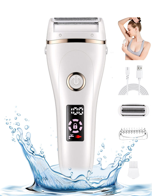 Electric Shaver for Women, Waterproof Electric Razor Bikini Trimmer Body Hair Remover for Leg Arm Armpit Underarms