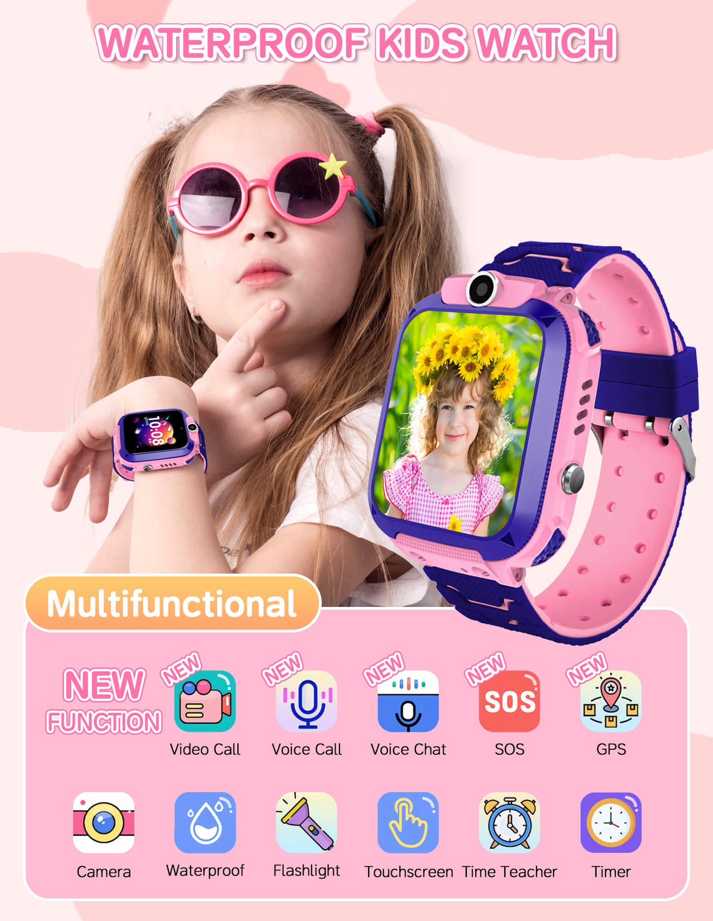 Fixdono Kids Smart Watch for Boys Girls, Kids Phone Watch for Kids Age 3-12, Birthday Christmas Gift