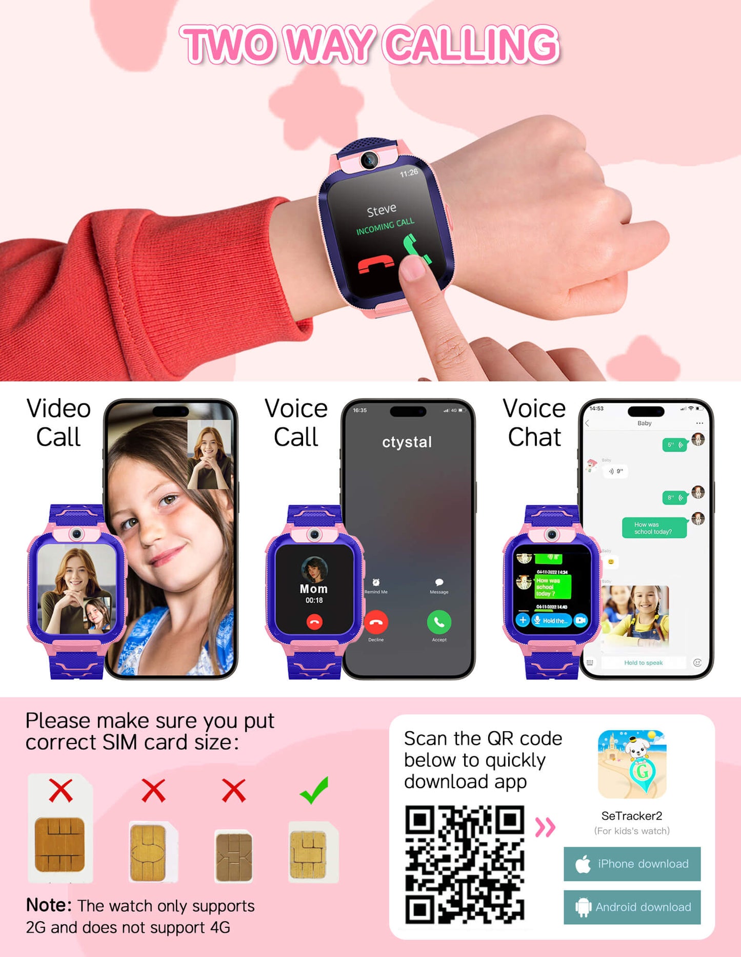 Fixdono Kids Smart Watch for Boys Girls, Kids Phone Watch for Kids Age 3-12, Birthday Christmas Gift