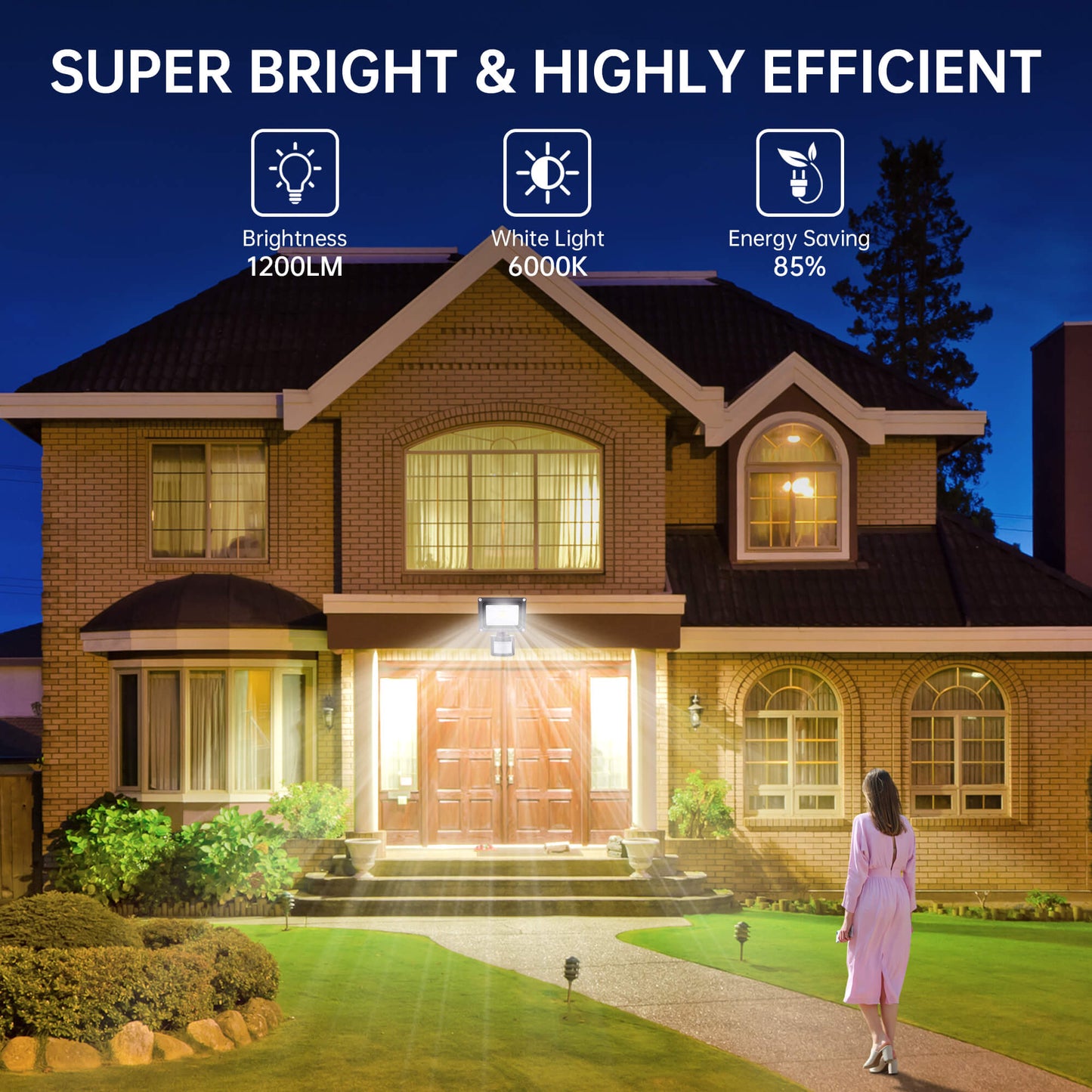 Fixdono Motion Sensor Flood Lights Outdoor, Waterproof LED Security Light for Garage, Yard, Porch