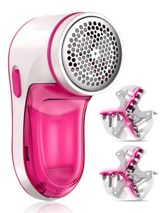 Cordless Fabric Shaver, Rechargeable Lint Remover, Electric Lint Shaver Sweater Defuzzer with 2 Replaceable Stainless Steel Blades, Remove Clothes Fuzz, Lint Balls, Pills, Bobbles