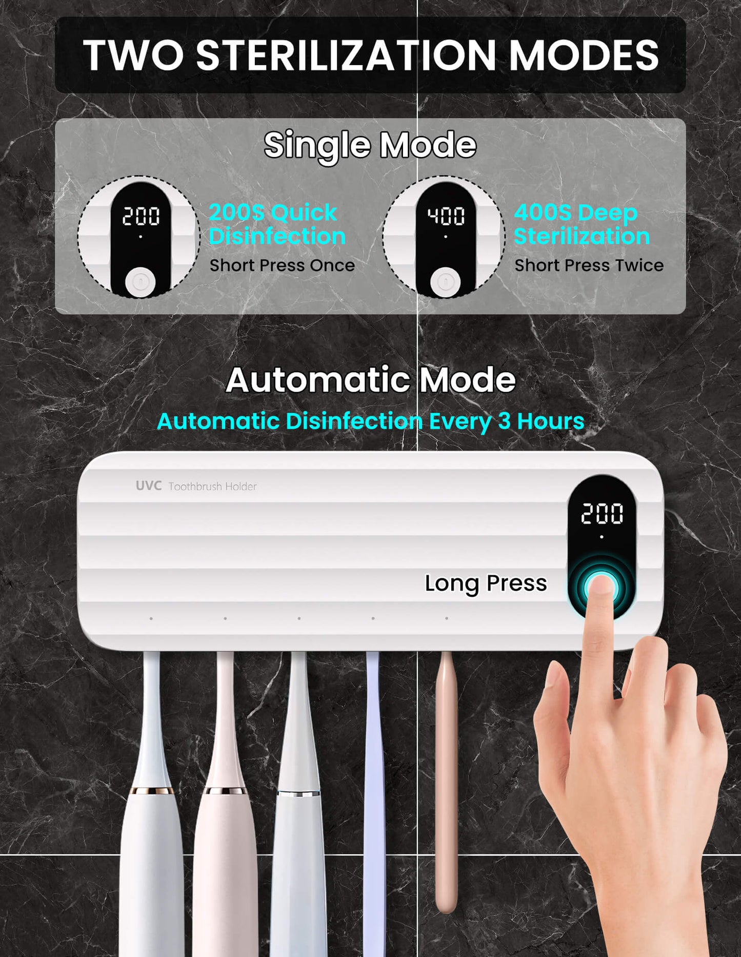 Sentryse Toothbrush Holders for Bathrooms, Electric Toothbrush Holder Wall Mounted with 5 Brush Slots Bathroom Accessories