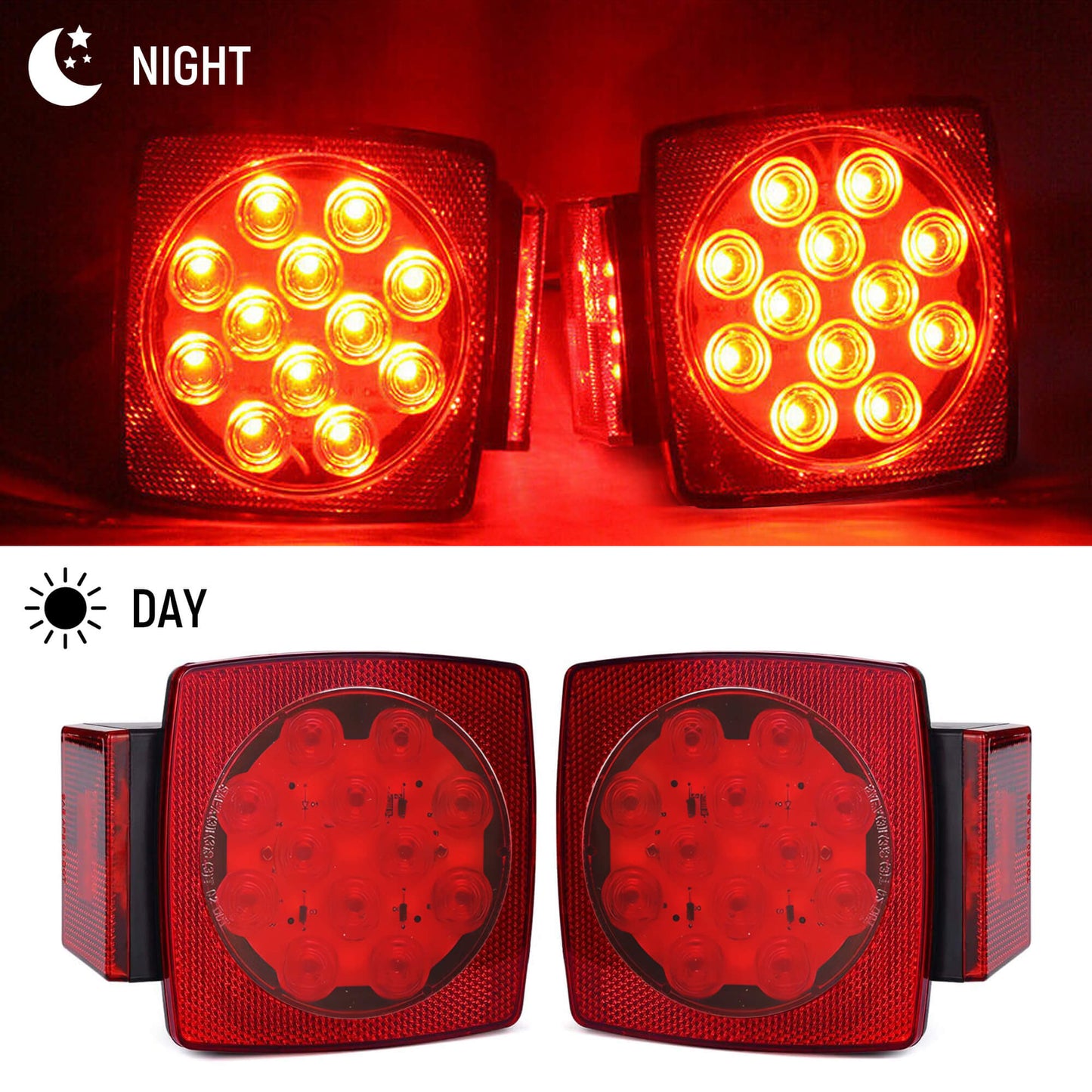 Fixdono Waterproof Tail Lights Boat Lights for Trailers, 2 Pcs