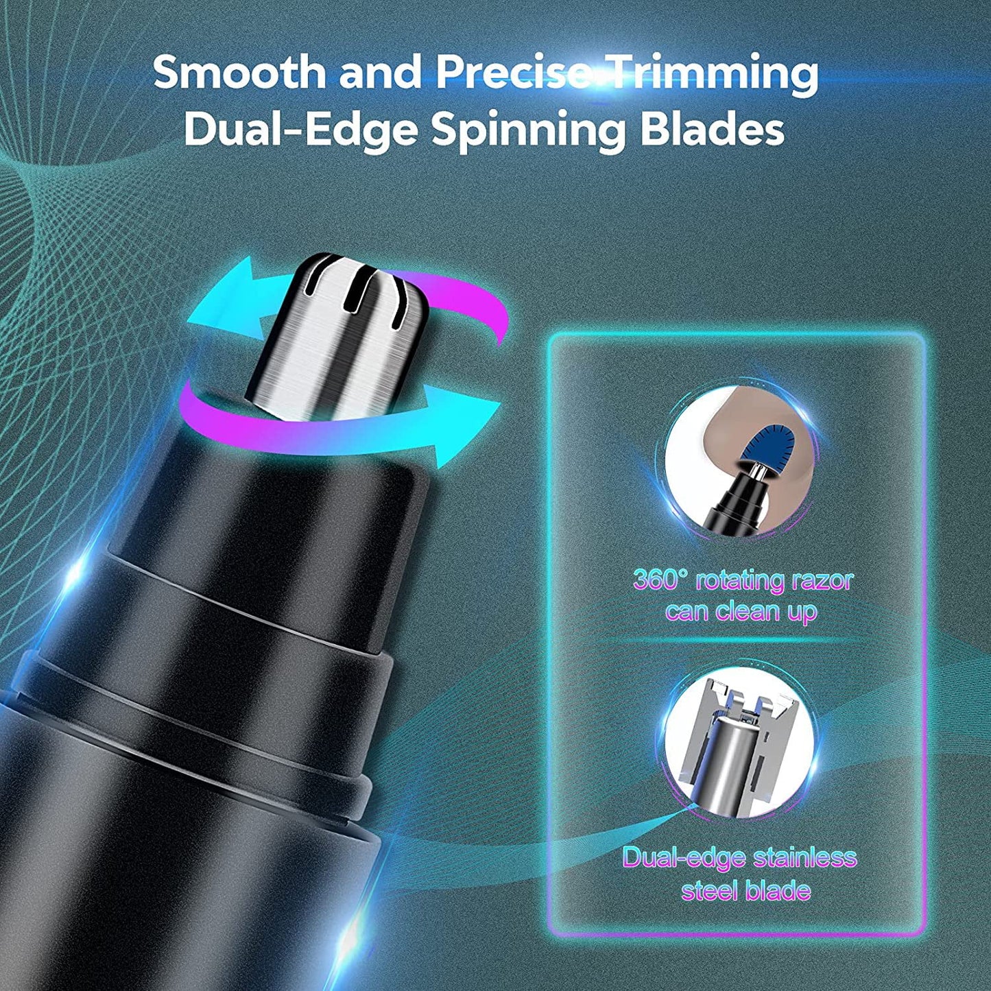 Fixdono Nose Hair Trimmer, Rechargeable Nose Ear Eyebrow Beard Facial Hair Trimmer for Men Women
