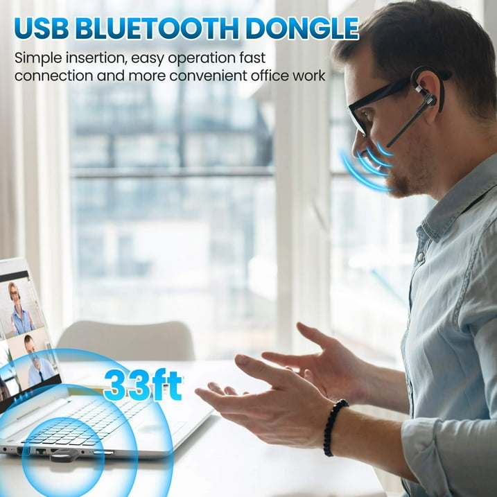 CreWear Bluetooth Headset, Wireless Bluetooth Earpiece with 500mAh Charging Case, Hand-Free Noise Canceling Headphones for Computer Trucker Office