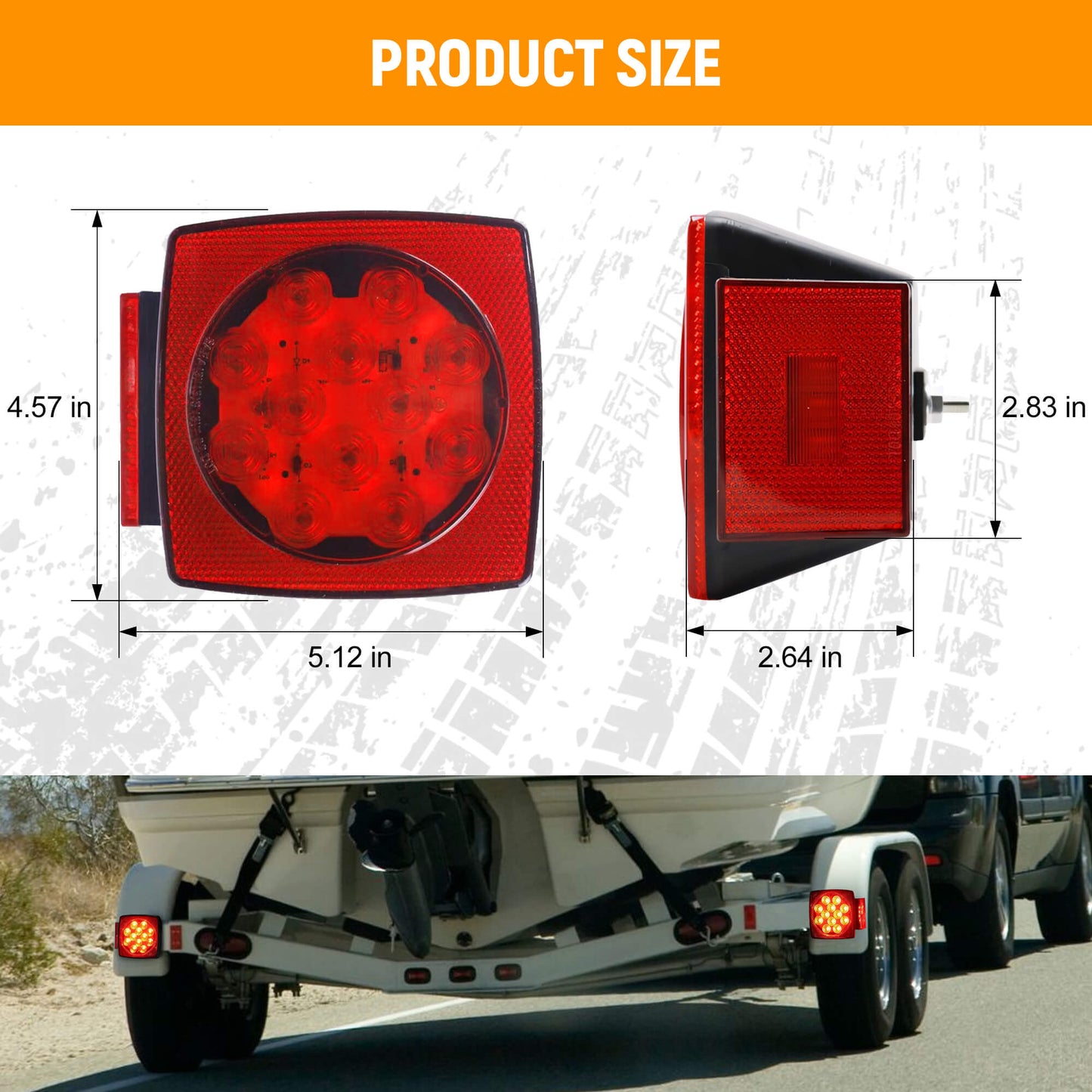 Fixdono Waterproof Tail Lights Boat Lights for Trailers, 2 Pcs