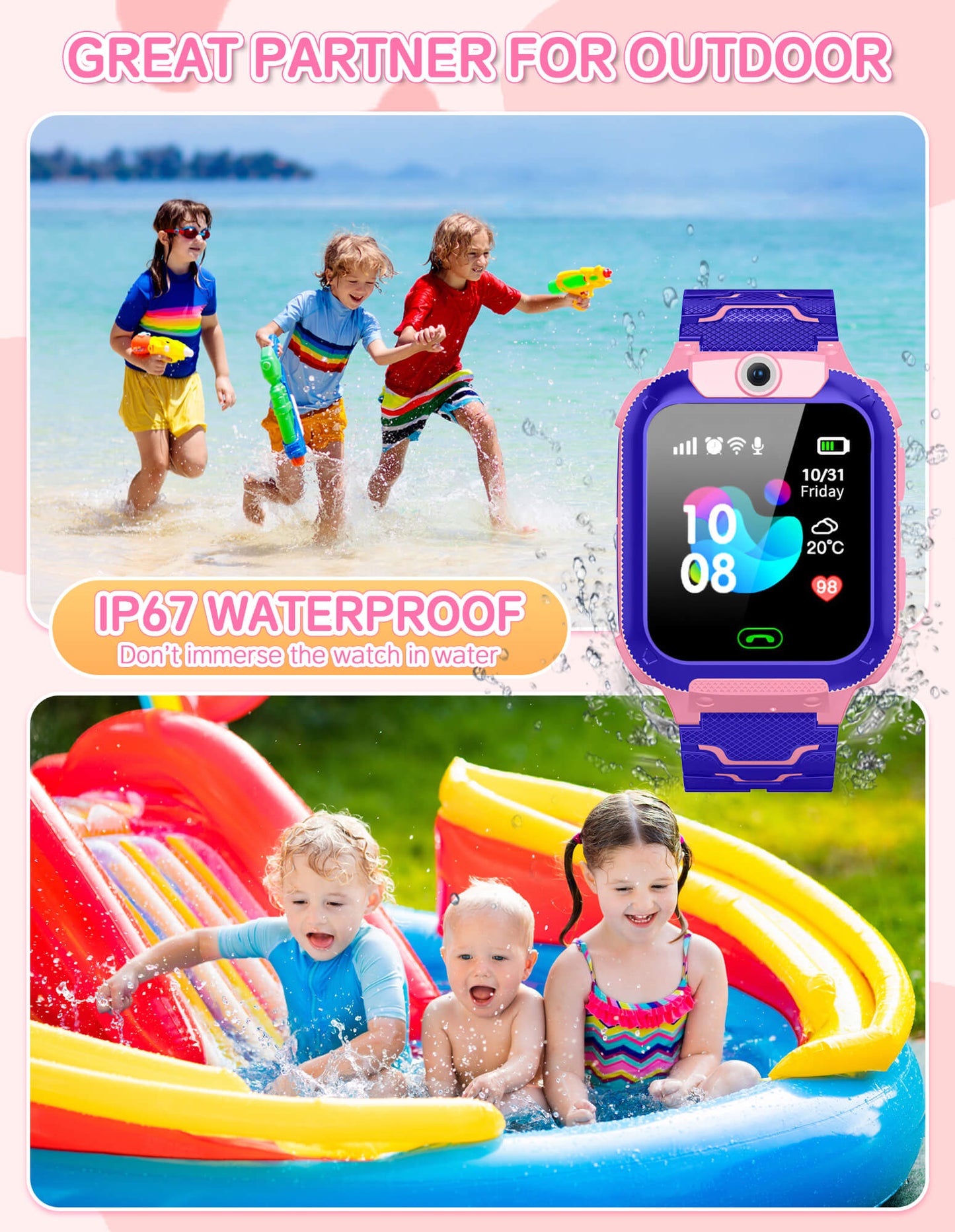 Fixdono Kids Smart Watch for Boys Girls, Kids Phone Watch for Kids Age 3-12, Birthday Christmas Gift
