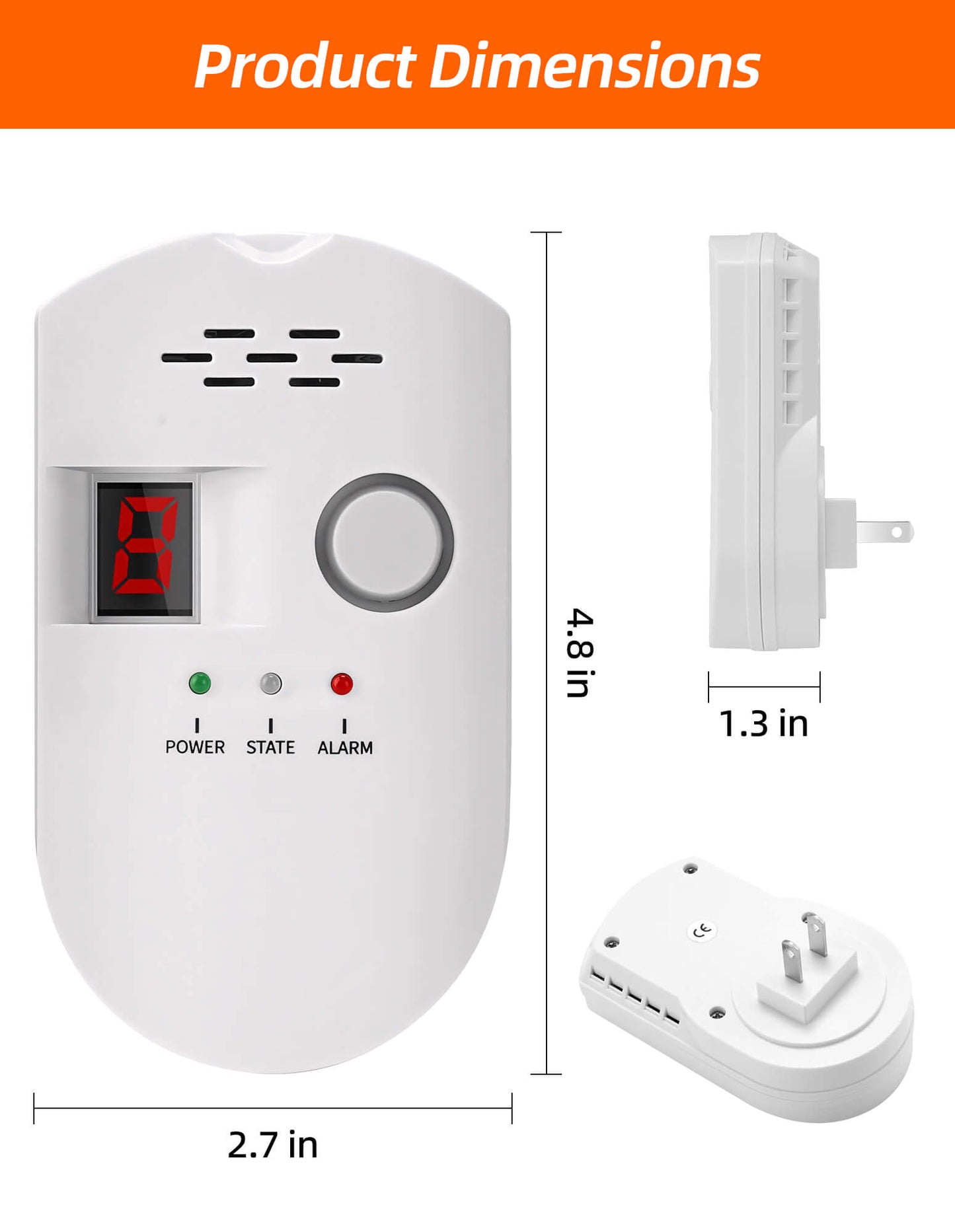 Fixdono Natural Gas Detector, Digital Sound Warning Gas Detector, Natural Gas Leak Security Detection Detector, Alarm Monitor Plug-in Sensor for Home Kitchen Restaurant Hotel School Warehouse