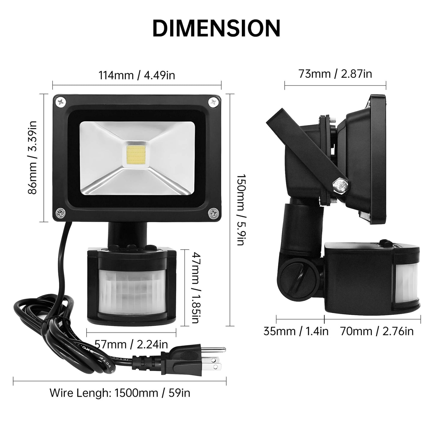 Fixdono Motion Sensor Flood Lights Outdoor, Waterproof LED Security Light for Garage, Yard, Porch