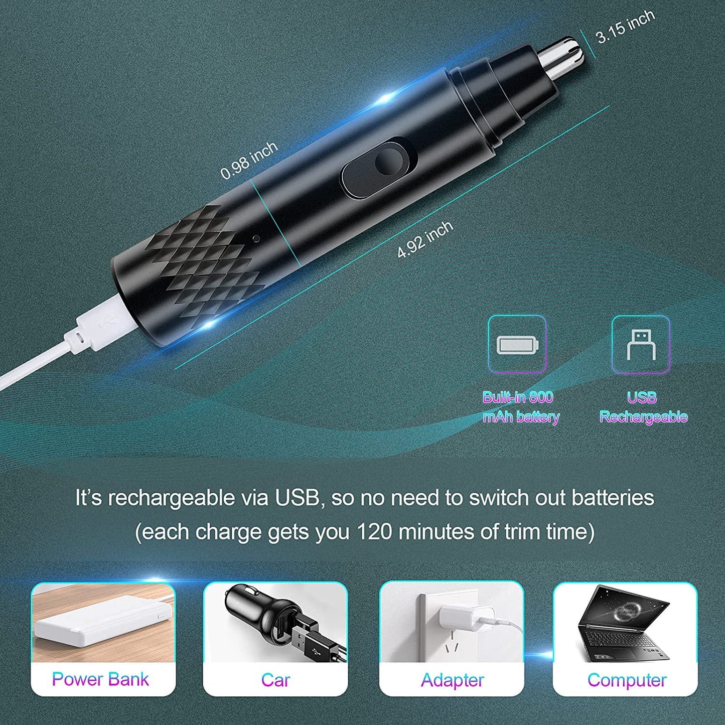 Fixdono Nose Hair Trimmer, Rechargeable Nose Ear Eyebrow Beard Facial Hair Trimmer for Men Women